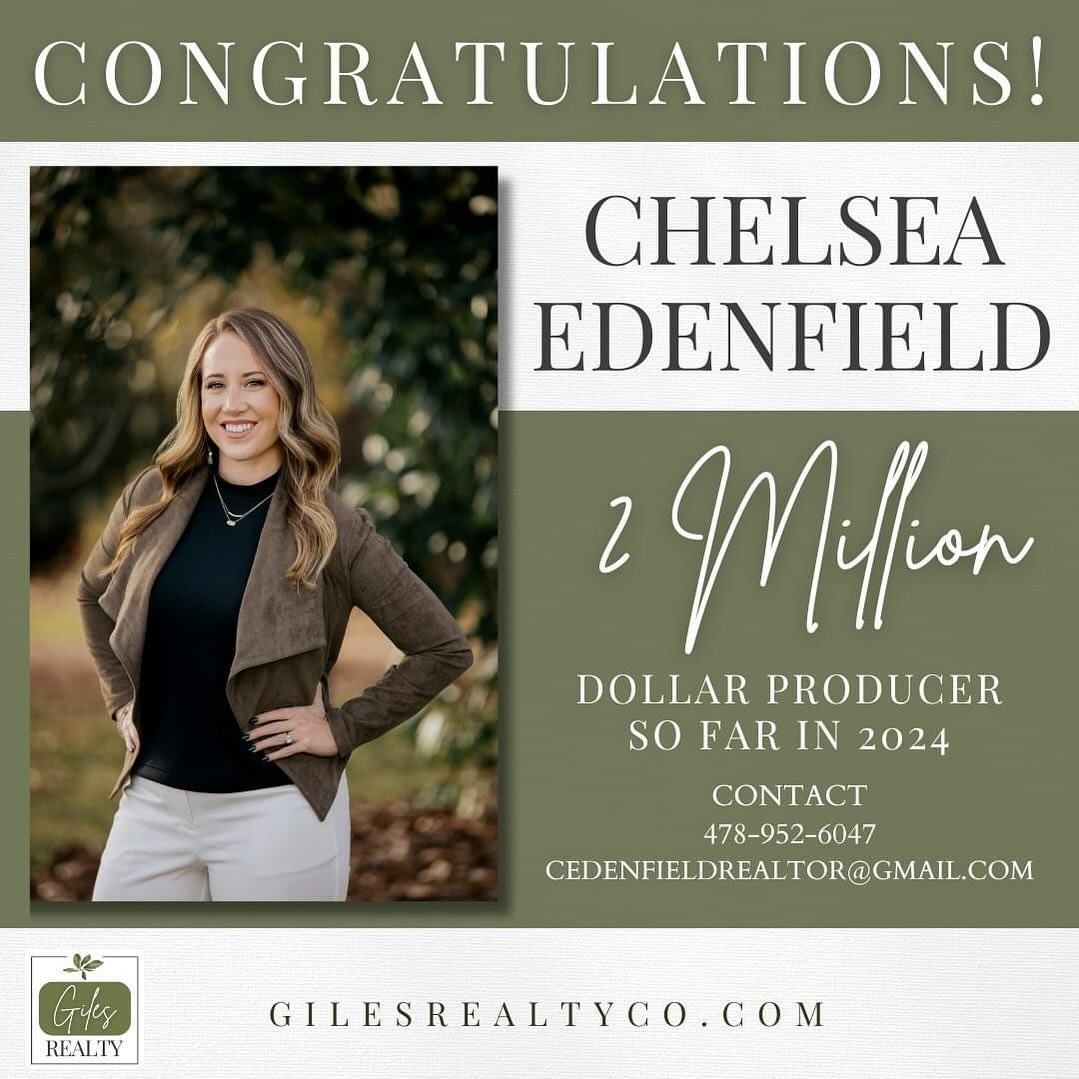 🎉🌟 Help us congratulate Chelsea Edenfield, Realtor for achieving over TWO million dollars in production so far in 2024! 🎉🌟 Way to go, Chelsea, we are so proud to have you on our team!

#milliondollarclub #realtor #gilesrealty #RealEstateSuccess #