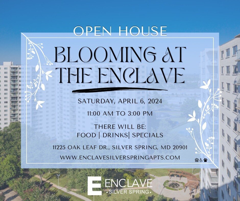 Looking for a new place to call home?!! Well look no further! Stop by our Open House! Happening this Saturday, April 6th from 11:00 AM - 3:00 PM!

#openhouse #community #newhome #apartmentgoals #enclavesilverspring #silverspring