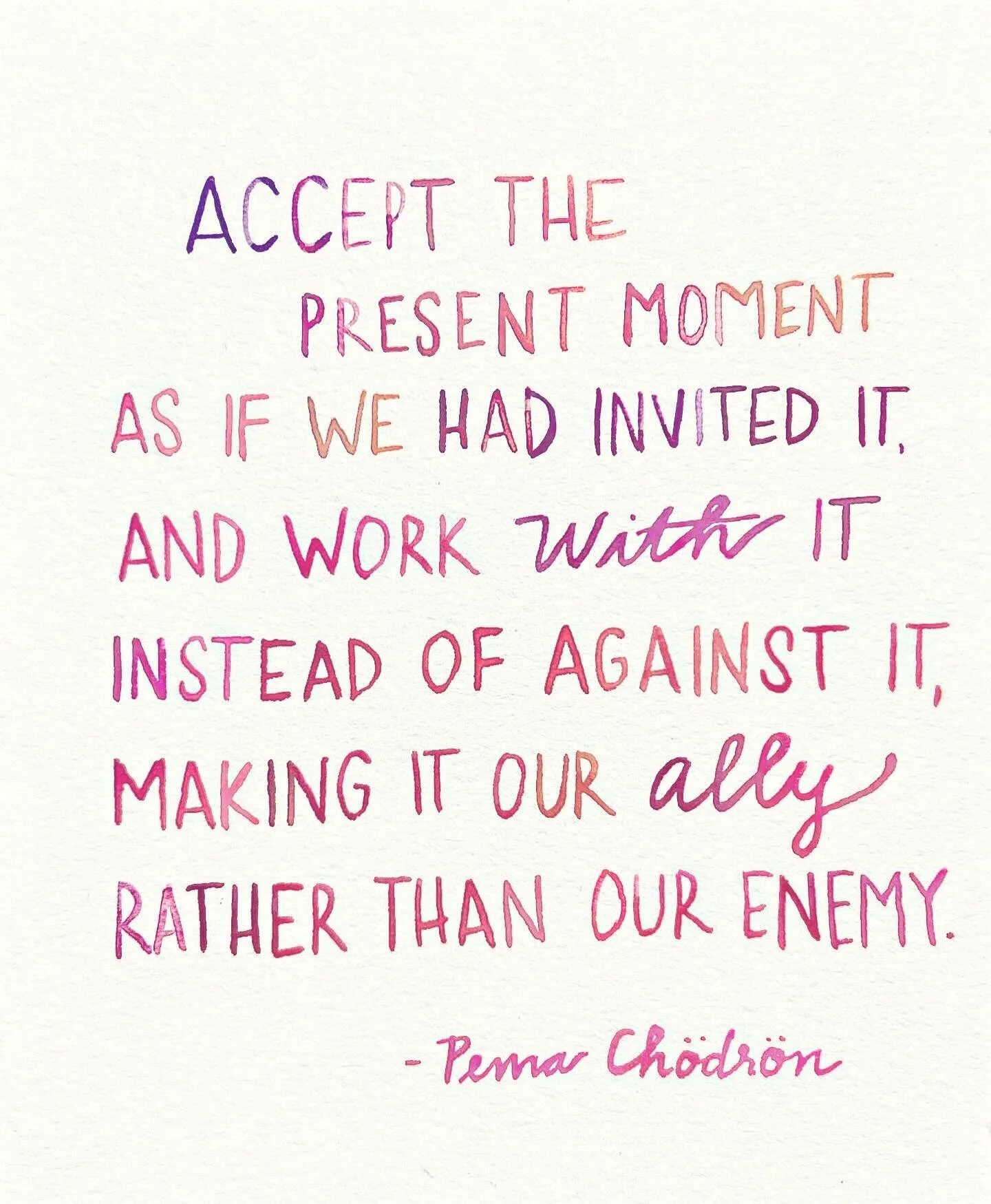 So how does one accept the unacceptable and work *with* something that&rsquo;s a defined enemy? 

Well, I could look at life&rsquo;s challenges as things that are out to get me, to ruin me, to harm or rob me; *or* I can look at them as things that ar