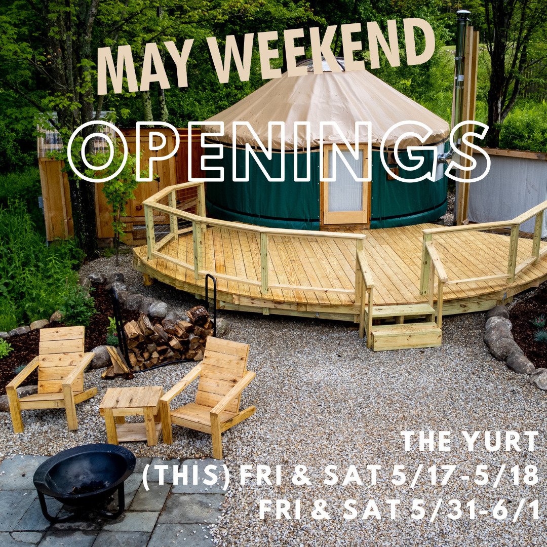 We have a couple open spots this month, starting this upcoming weekend. The outdoor shower is up and running with hot/cold water and plenty of pressure. Spring is in full bloom and it's a great time to come stay with us.

#yurtlife #glamping #camping