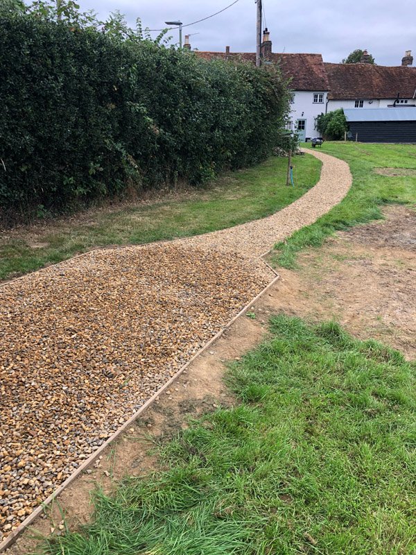 Gravelled 90ft pathway