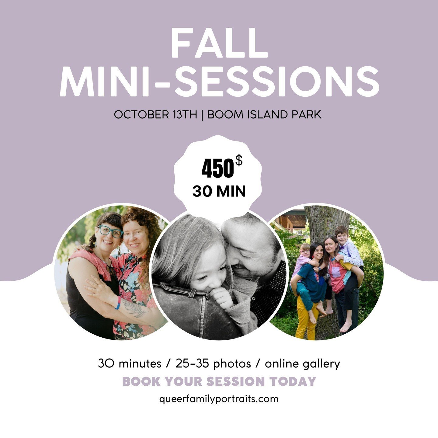 Book today!⁠
⁠
There are still spots available for our Fall mini-sessions on October 13th at Boom Island Park.⁠
⁠
$450⁠
30 Minute Sessions⁠
25-35 Images⁠
Online Gallery⁠
⁠
Reserve your spot to choose a photographer and time slot that suits you best! 