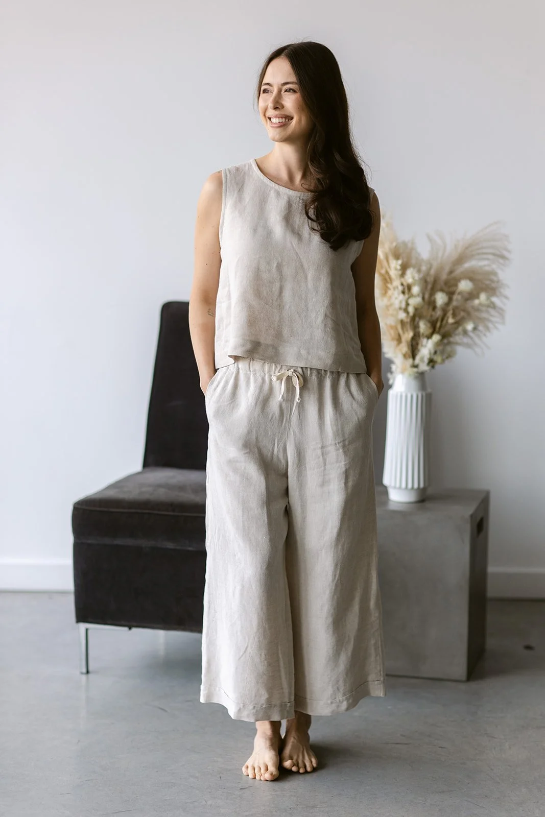 Handcrafted Drumbeg Pant: made to order, BC Canada, natural fibers, elegance & comfort   