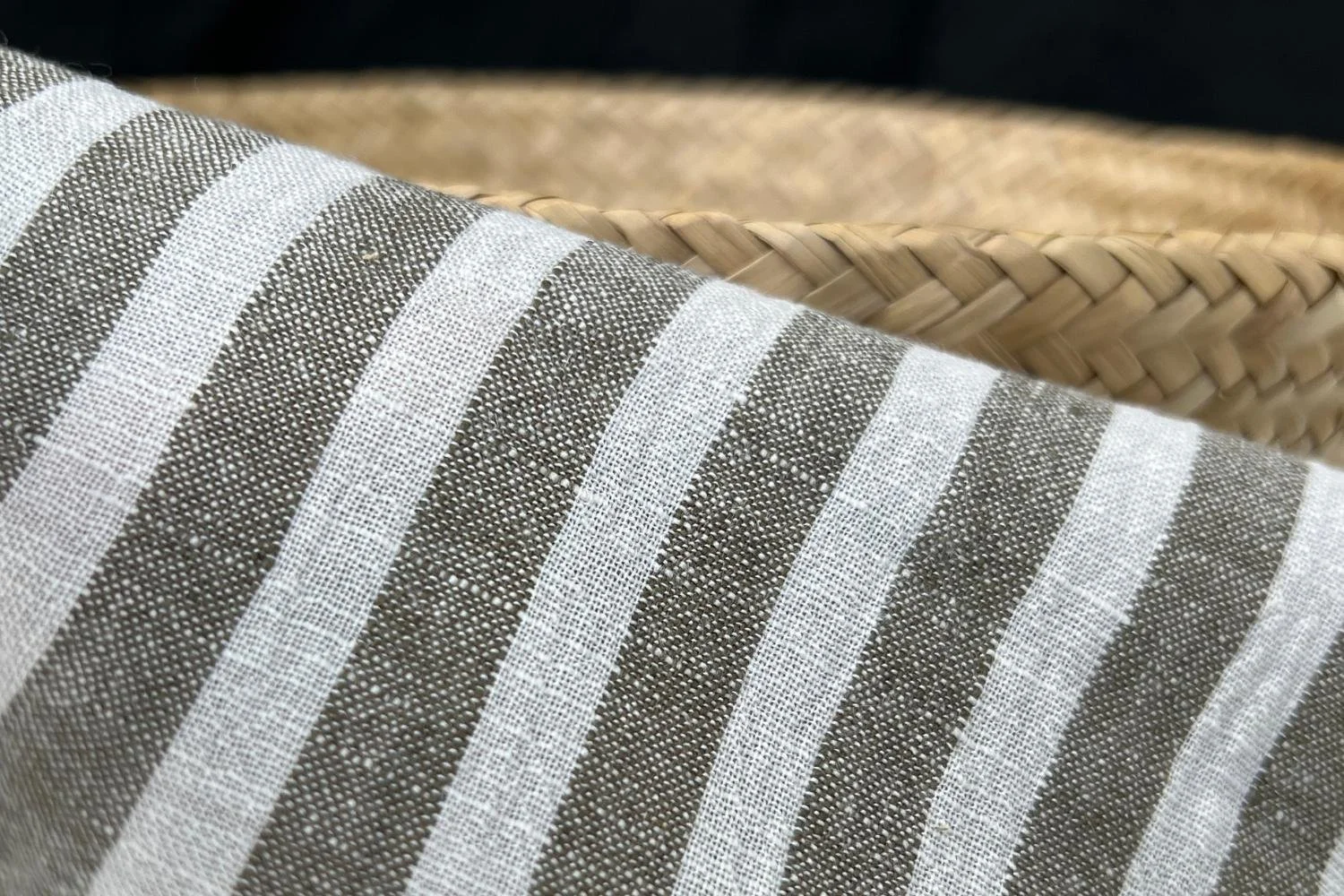 Linen Rayon Deadstock in Gray Stripe