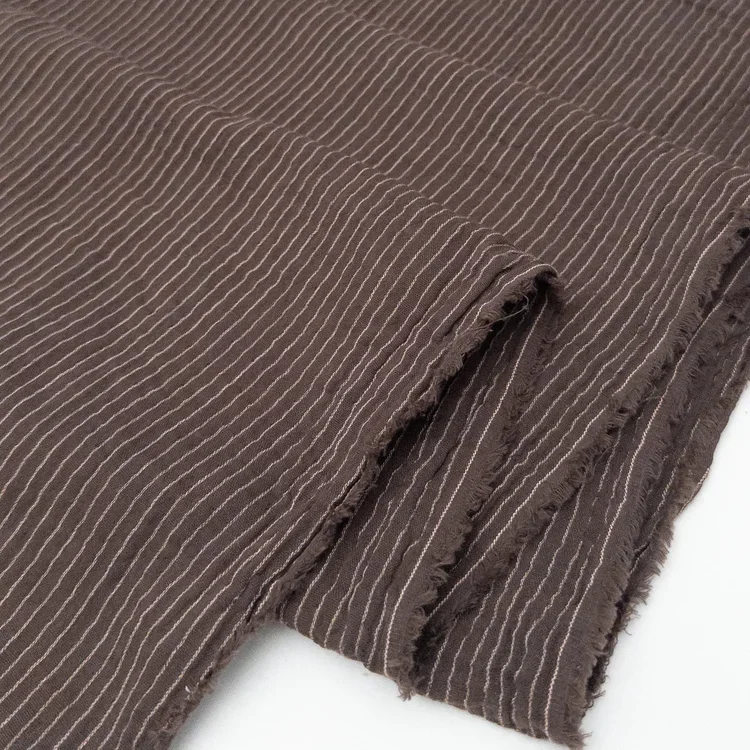 Yarn Dyed Organic Cotton Double Gauze Skinny Strip - Chocolate