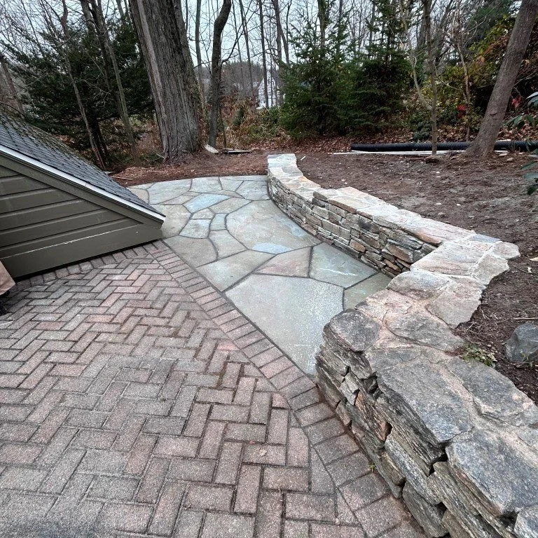 Stone wall and Bluestone Patio - South Glastonbury, CT