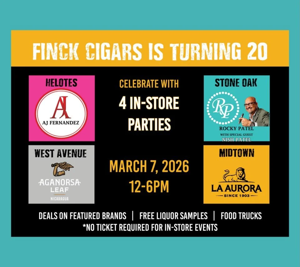 Nearly sold out.
 
The 210 Cigar Crawl returns March 7 as we celebrate 20 years of Finck Cigars, and only a limited number of tickets remain.
 
Four locations.
Premium cigars.
Party buses all day.
Exclusive deals, tastings, food, and swag.
 
Featured