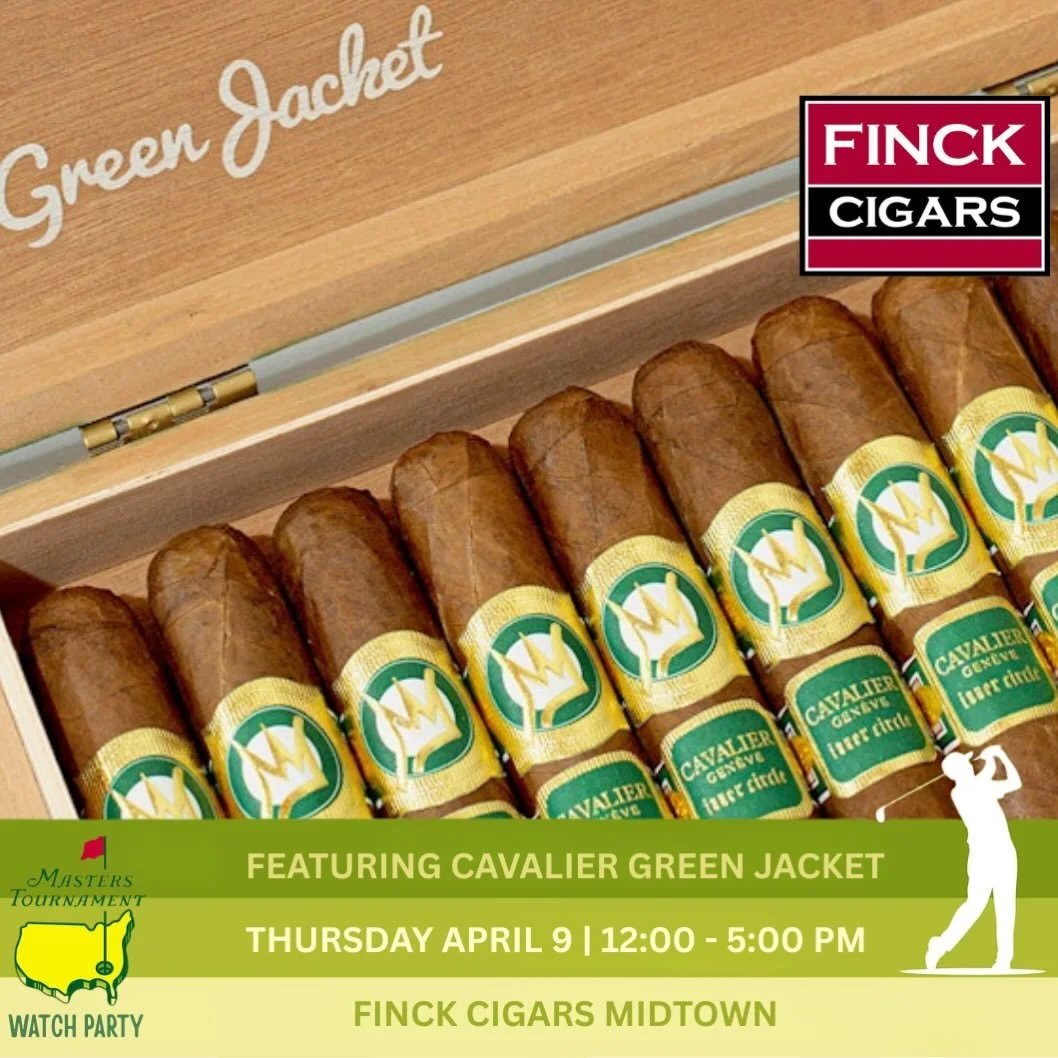 Its Masters Week! ⛳️ Join the crew at @finckcigarsmidtown on Thursday for a watch party from 12 to 5and take advantage of a special promo on @cavalier_cigars iconic Green Jacket cigar (if they last!)