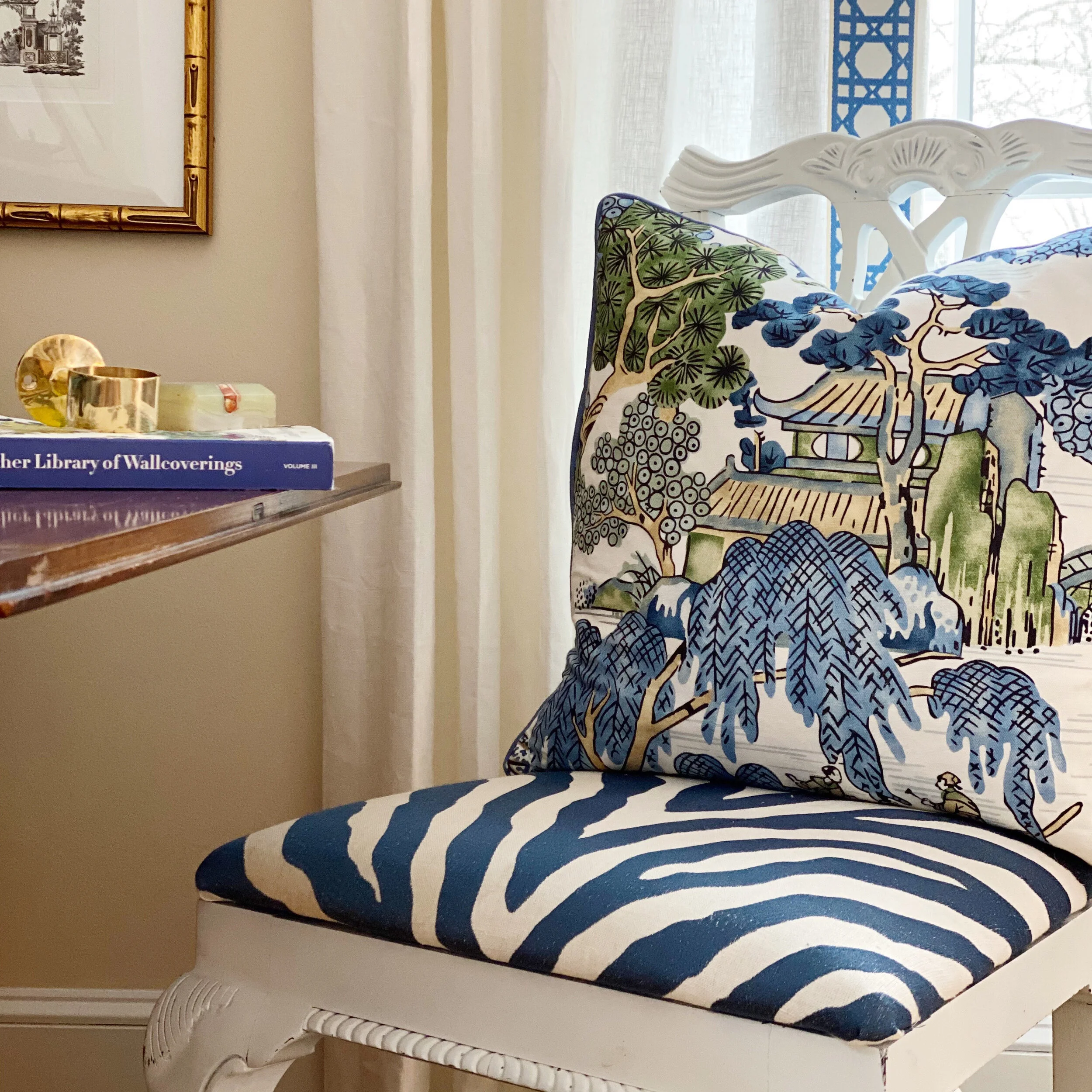 Interior design portfolio, accent chair, blues