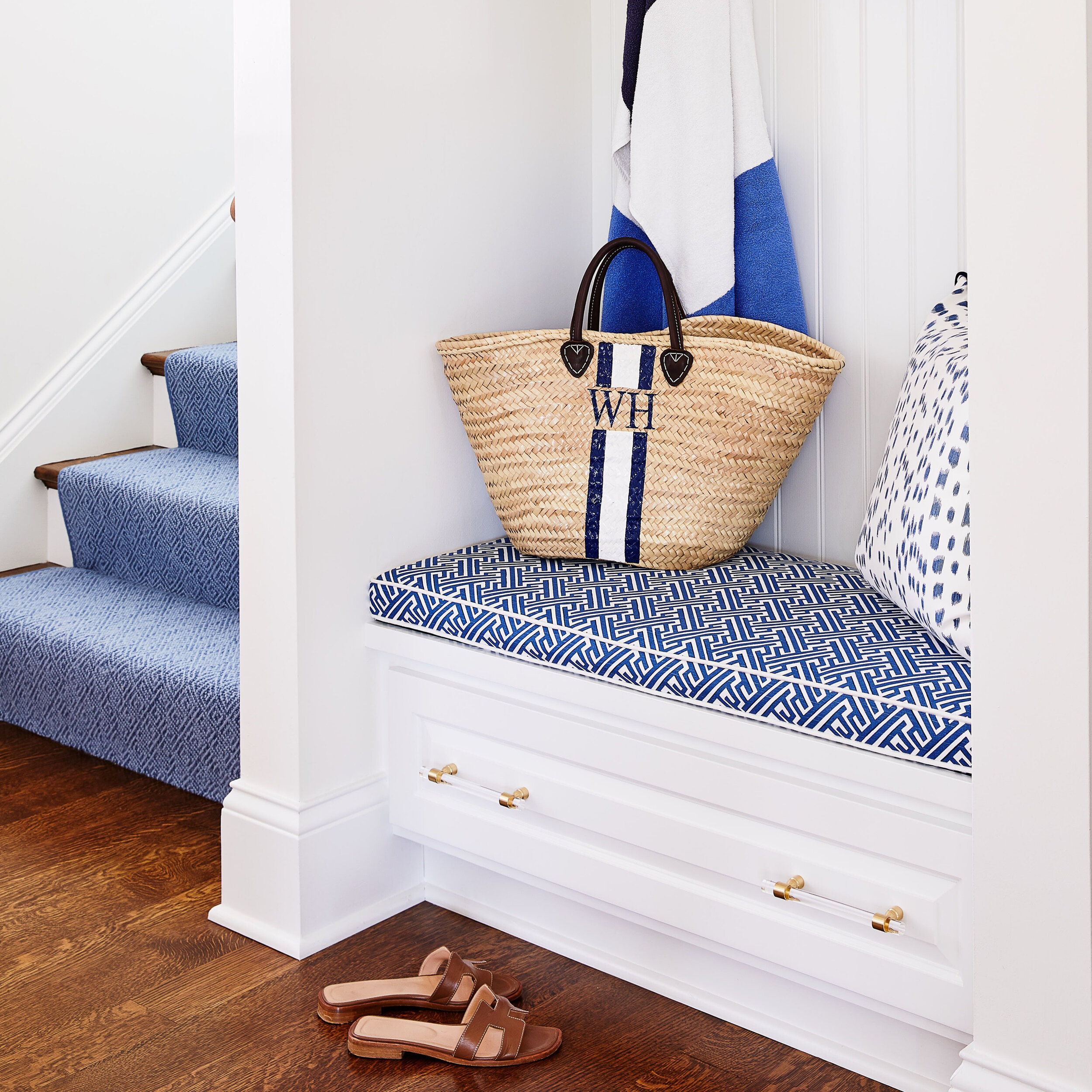 Interior design portfolio, reception area, blues