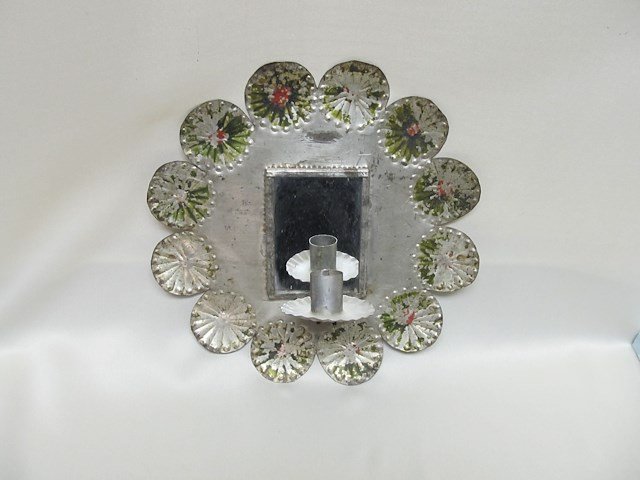 Round Wall Sconce with Candleholder
