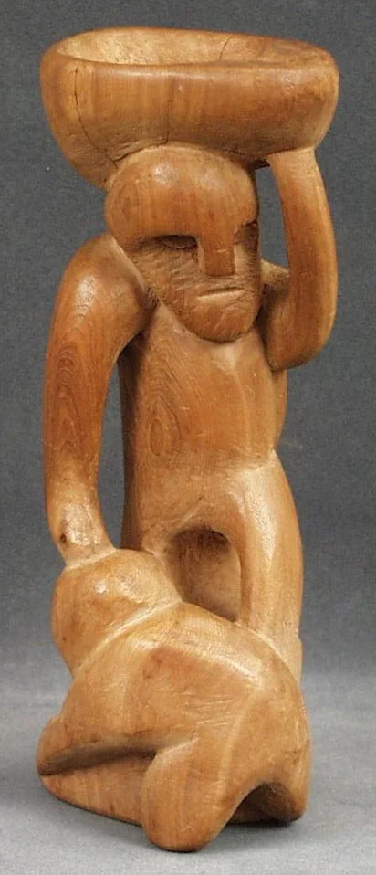 Man with a Heavy Load and Child