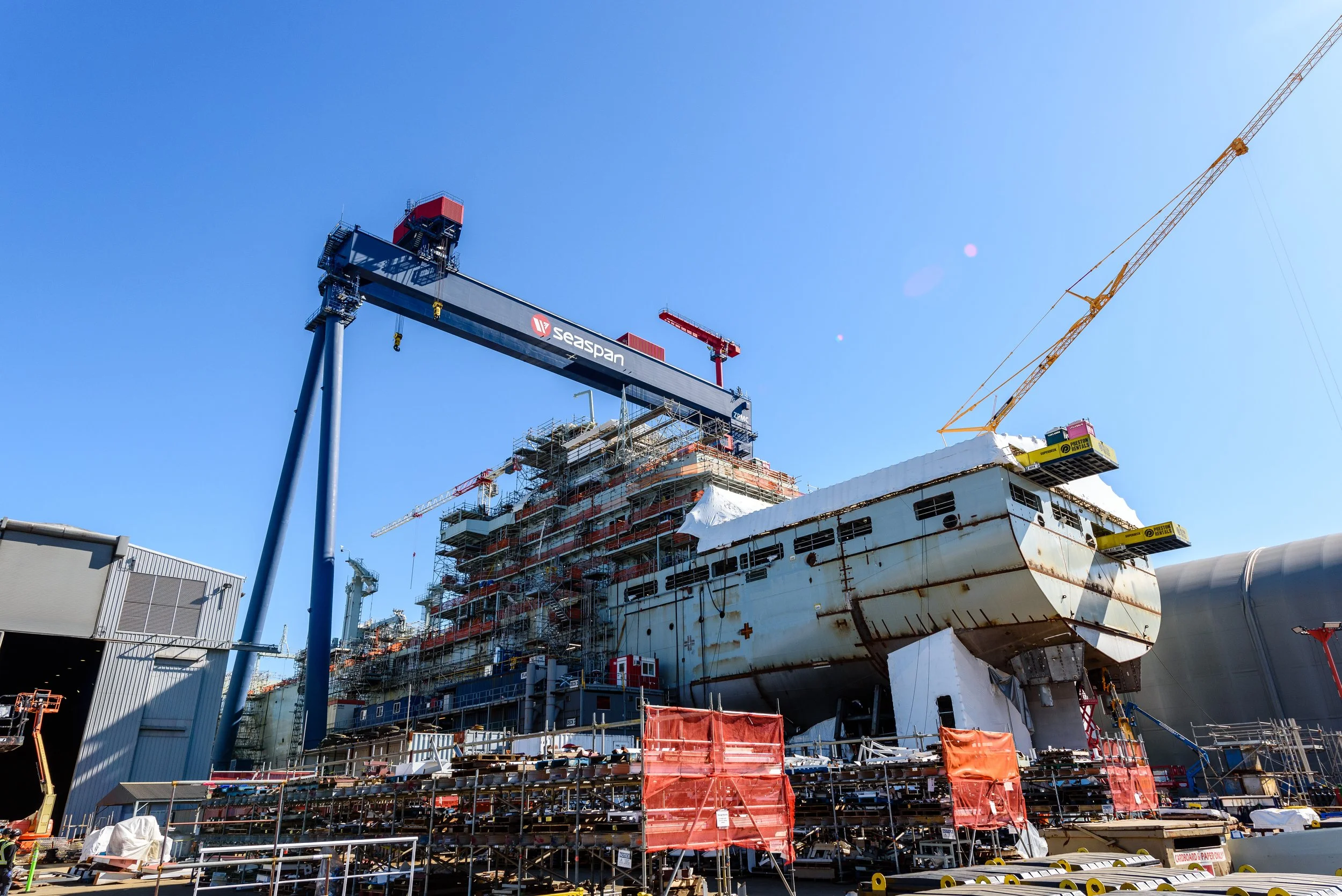  NSS, Progress, Seaspan Shipyards JSS 1, JSS 2 Progress Photos taken by Mike Savage at Vancouver Shipyards on May 2, 2024. 