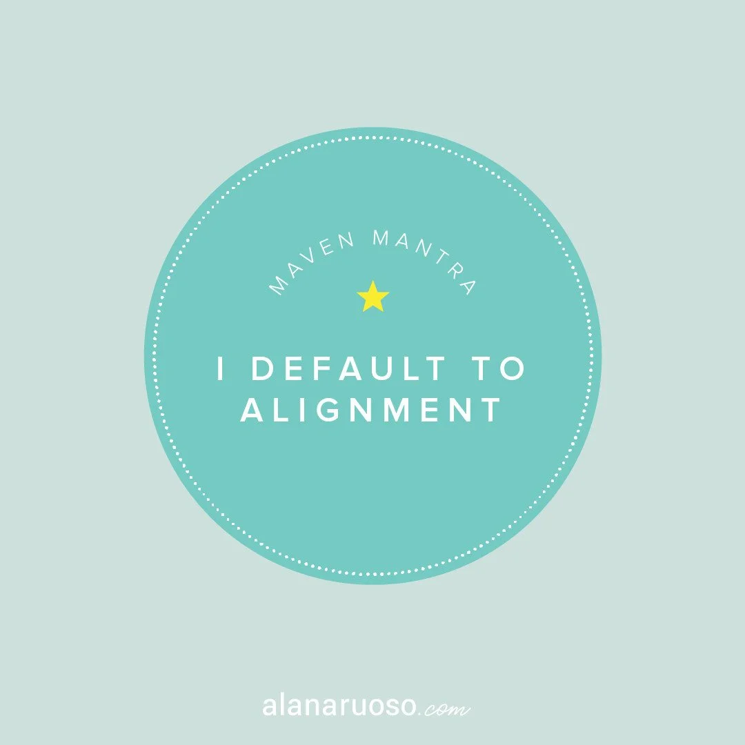⭐ Maven Mantra ⭐ Let&rsquo;s begin the day with words that affirm our potential and build a positive mindset. ⁠
⁠
I default to alignment. ⁠
⁠
This is a great one when things feel like they are spinning out of control and we can't get our ducks in a r