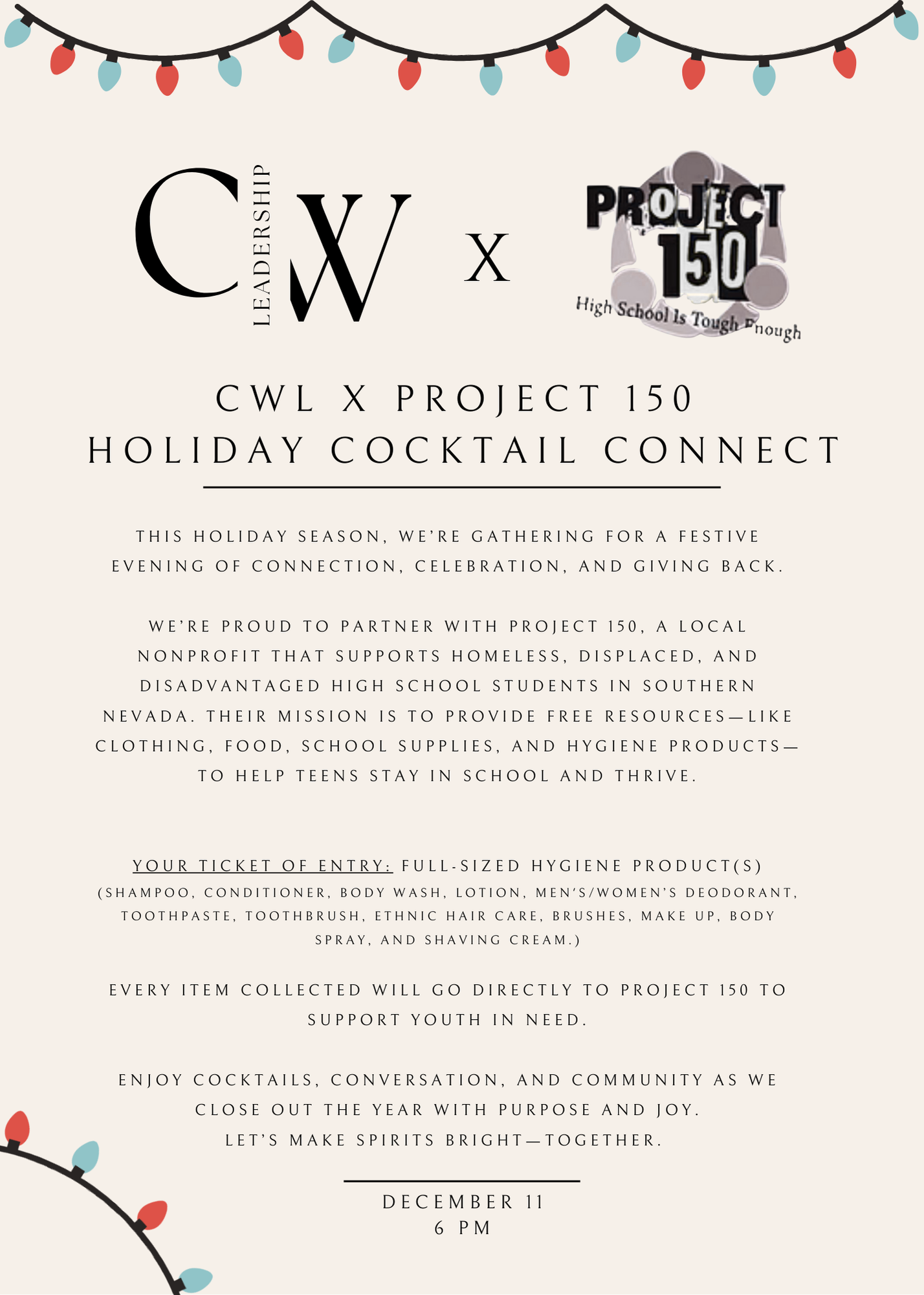 CWL x Project 150 Holiday Cocktail Connect