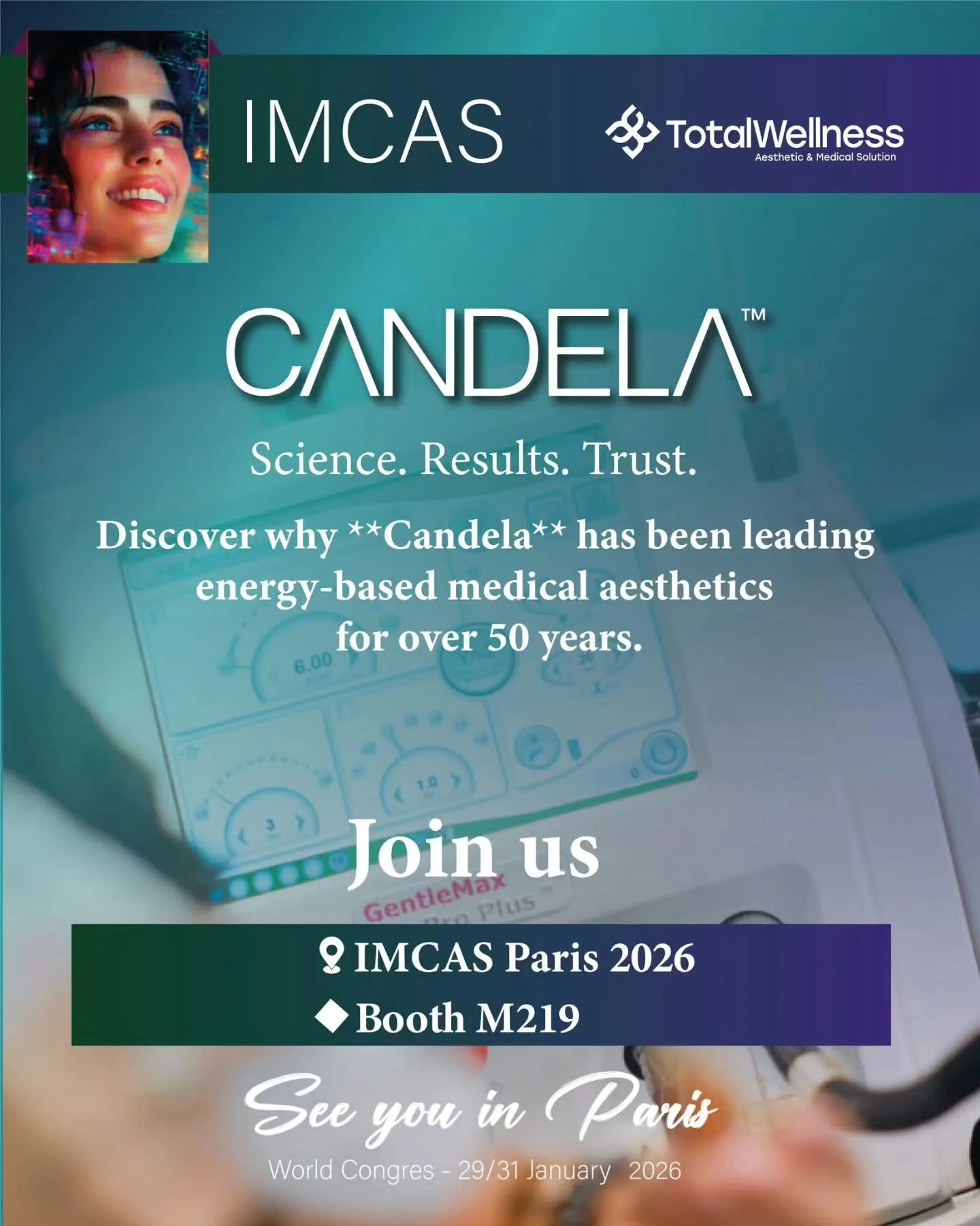 أكثر من 50 عاماً من العلم.. والآن نكتب مستقبل الجمال في باريس! 🇫🇷✨

لأن الثقة تُبنى على النتائج، انضموا إلينا في مؤتمر IMCAS Paris 2026 لنكشف لكم عن أحدث ابتكارات شركة Candela الرائدة عالمياً في أجهزة التجميل الطبي القائمة على الطاقة. ⚡️

بالتعاون 
