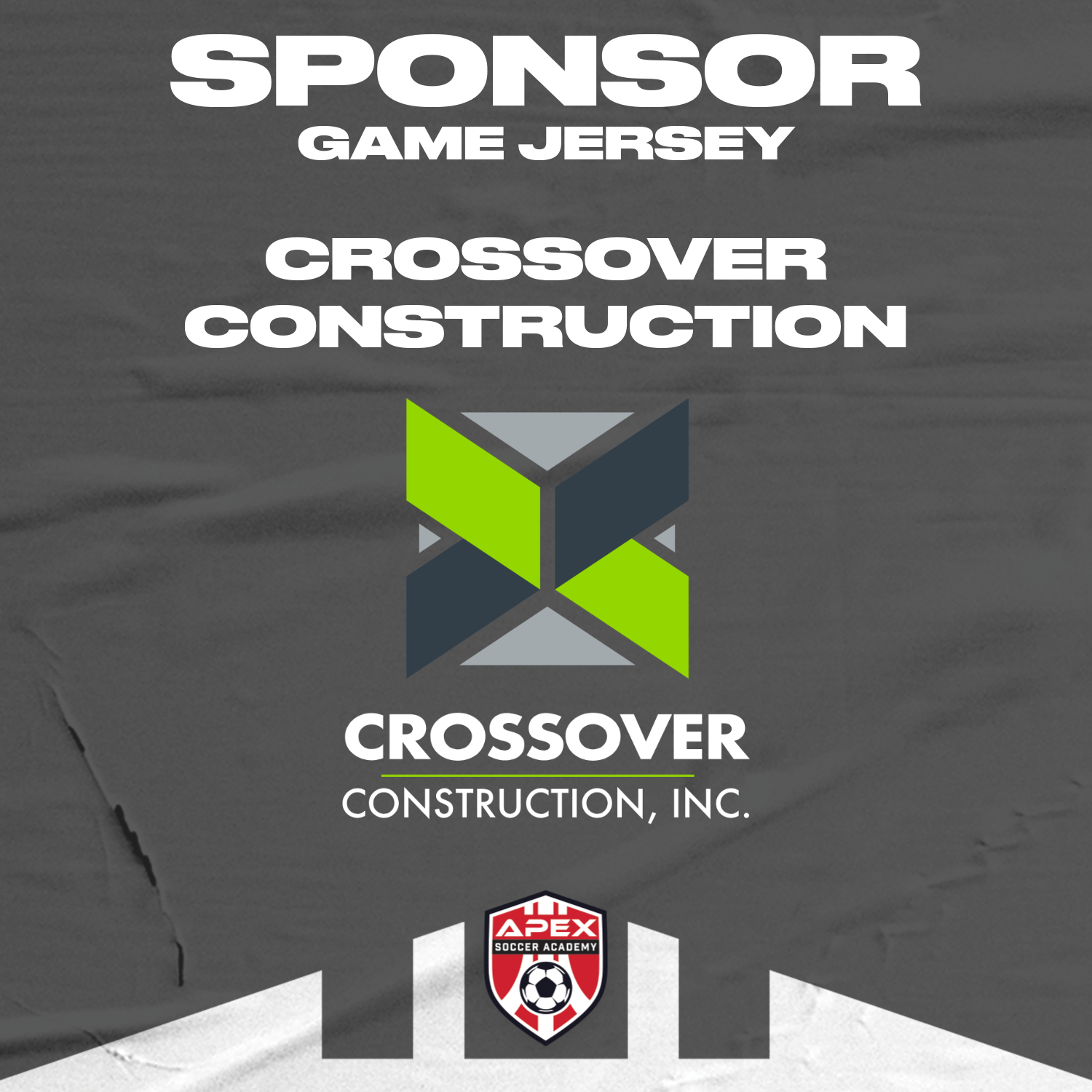 Apex Soccer Academy Partners with Crossover Construction for Jersey Sponsorship