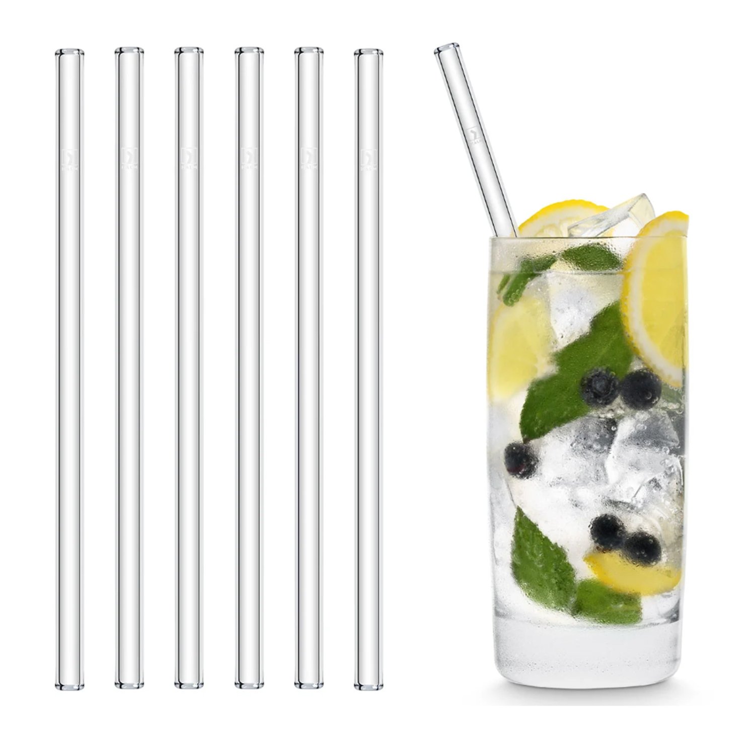 Straw  Clear Glass 8in - Qty:6