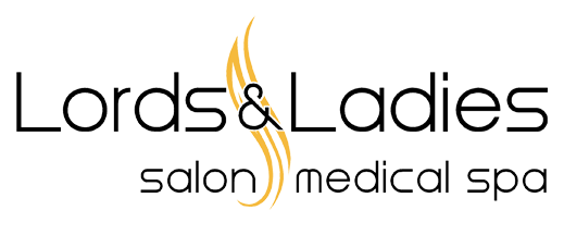 Logo of Lords & Ladies Salon Medical Spa with stylized golden hair graphic