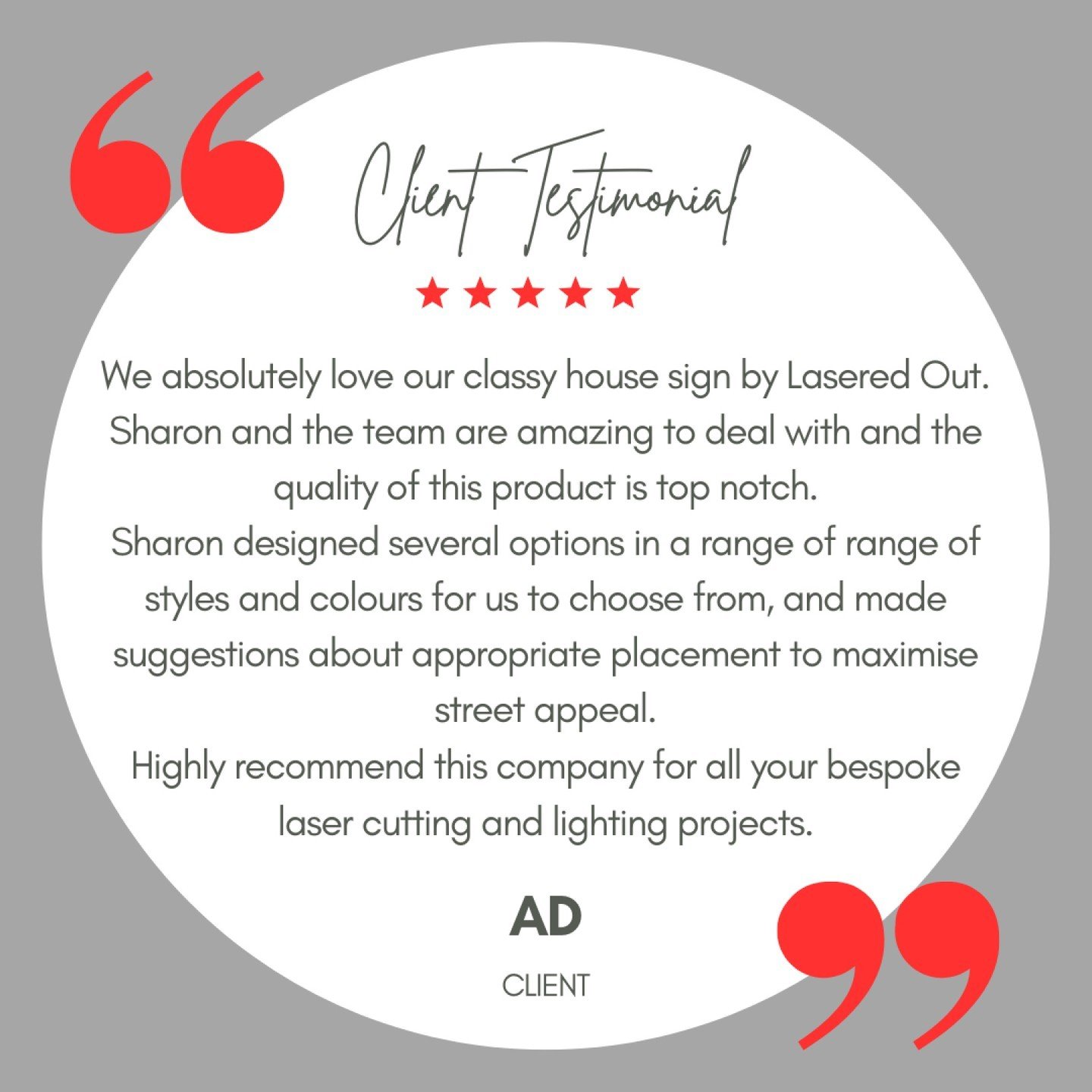 &quot;Our goal is to make sure you're 100% happy with your custom design! Thank you AD for your kinds words!
 #CustomerFirst #HouseSigns #HappyCustomers #SunshineCoastsigns #CustomDesign #HomeDecor&quot; Hashtags: #PersonalisedSigns #QualityCraftsman