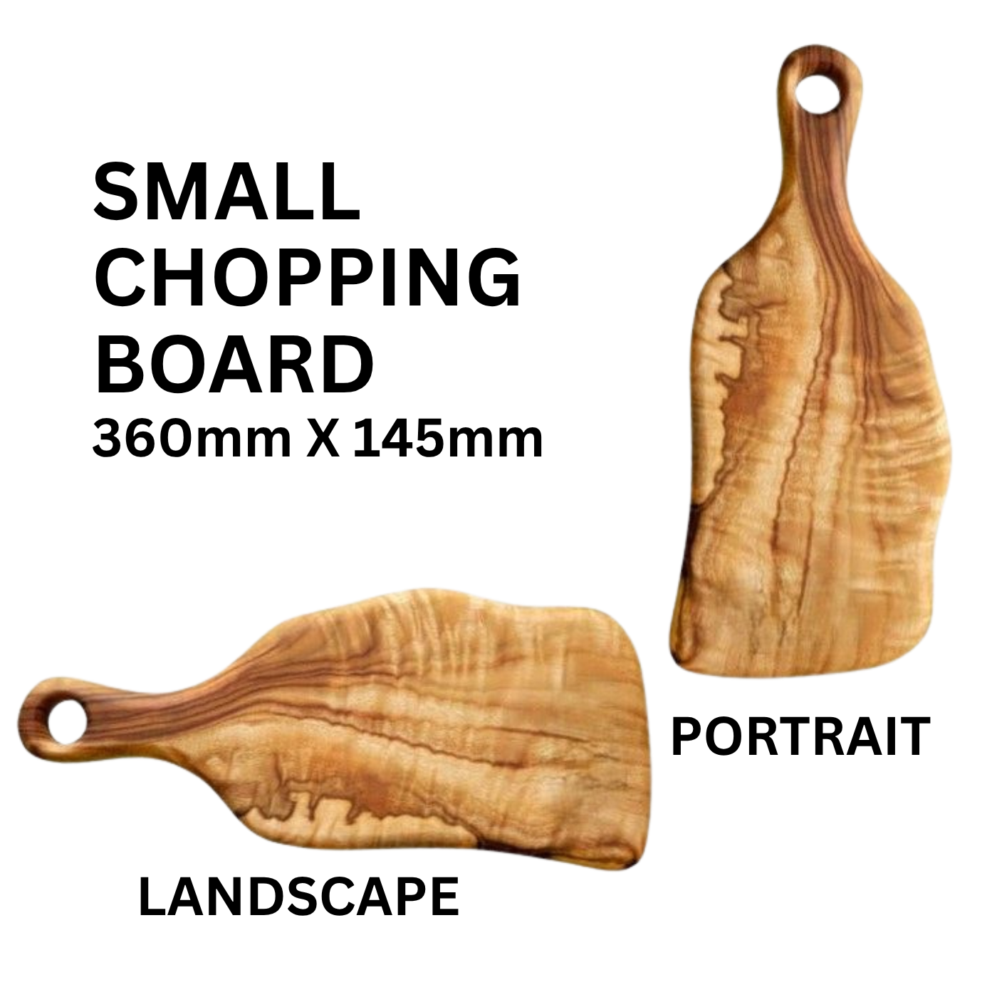 2 small camphor laurel chopping boards postioned landscape and portrait sizes included 360mm x 145mm