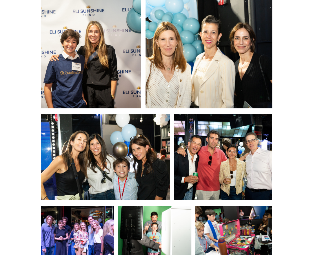 Collage of photos from a celebration event with people posing, smiling, and enjoying activities. The background shows balloons and event branding.