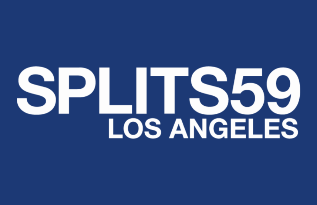 Blue background with large white text reading "SPLITS59" and smaller white text below that says "LOS ANGELES".