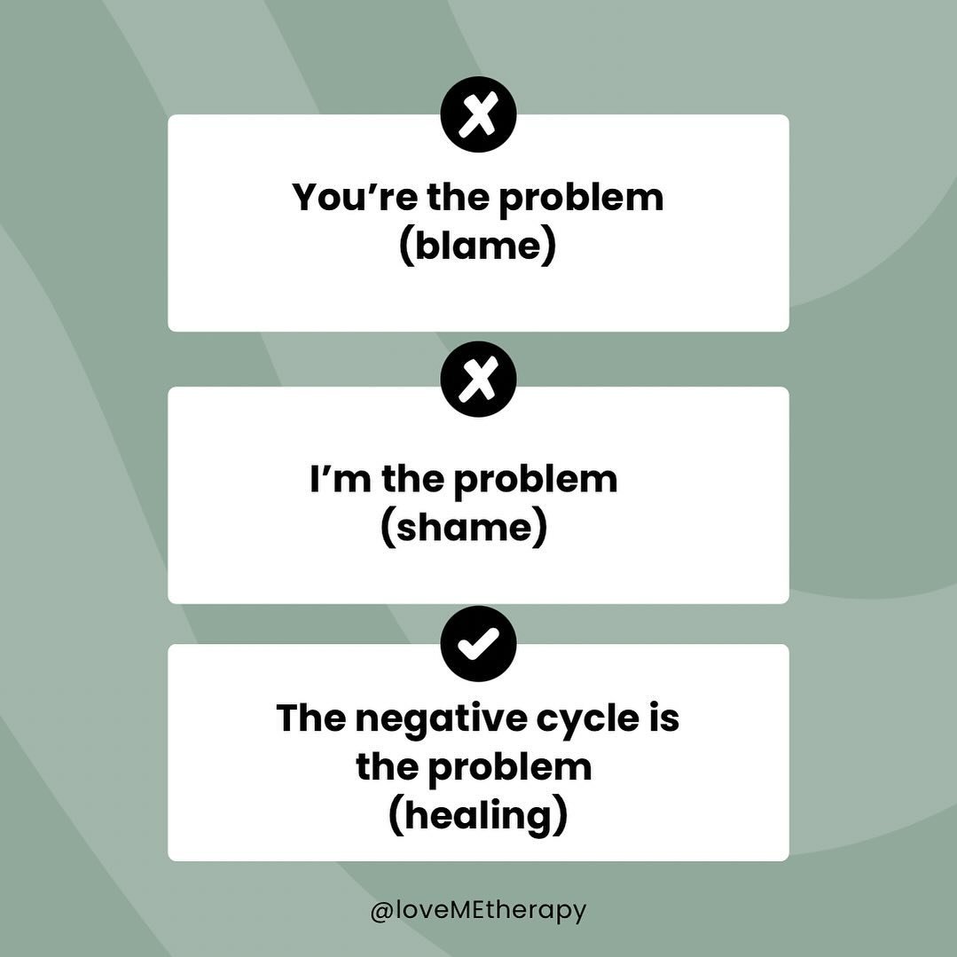 Blaming your partner or yourself rarely leads to positive change in a relationship. 🚫 Whether it&rsquo;s pointing fingers or internalizing blame, this approach often deepens wounds rather than healing them. Instead, recognizing the negative cycle as