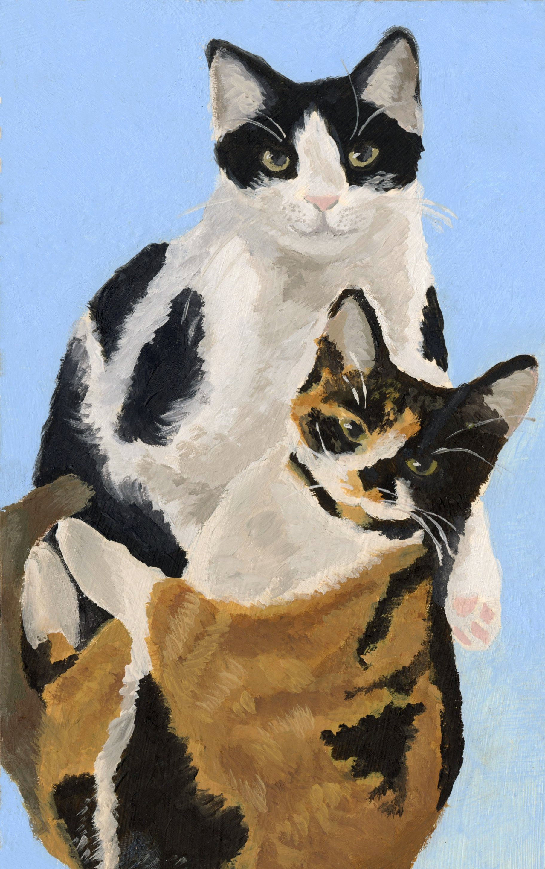 Goose and Joanie: Oil on Cardboard