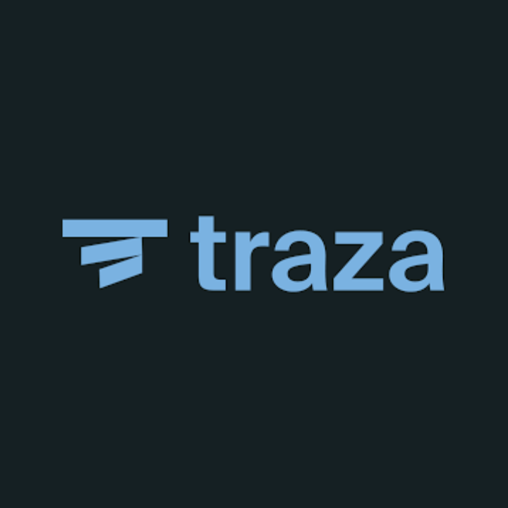 Logo de Tracza, con un ícono de mapa y el texto 'traza' en letras azules.