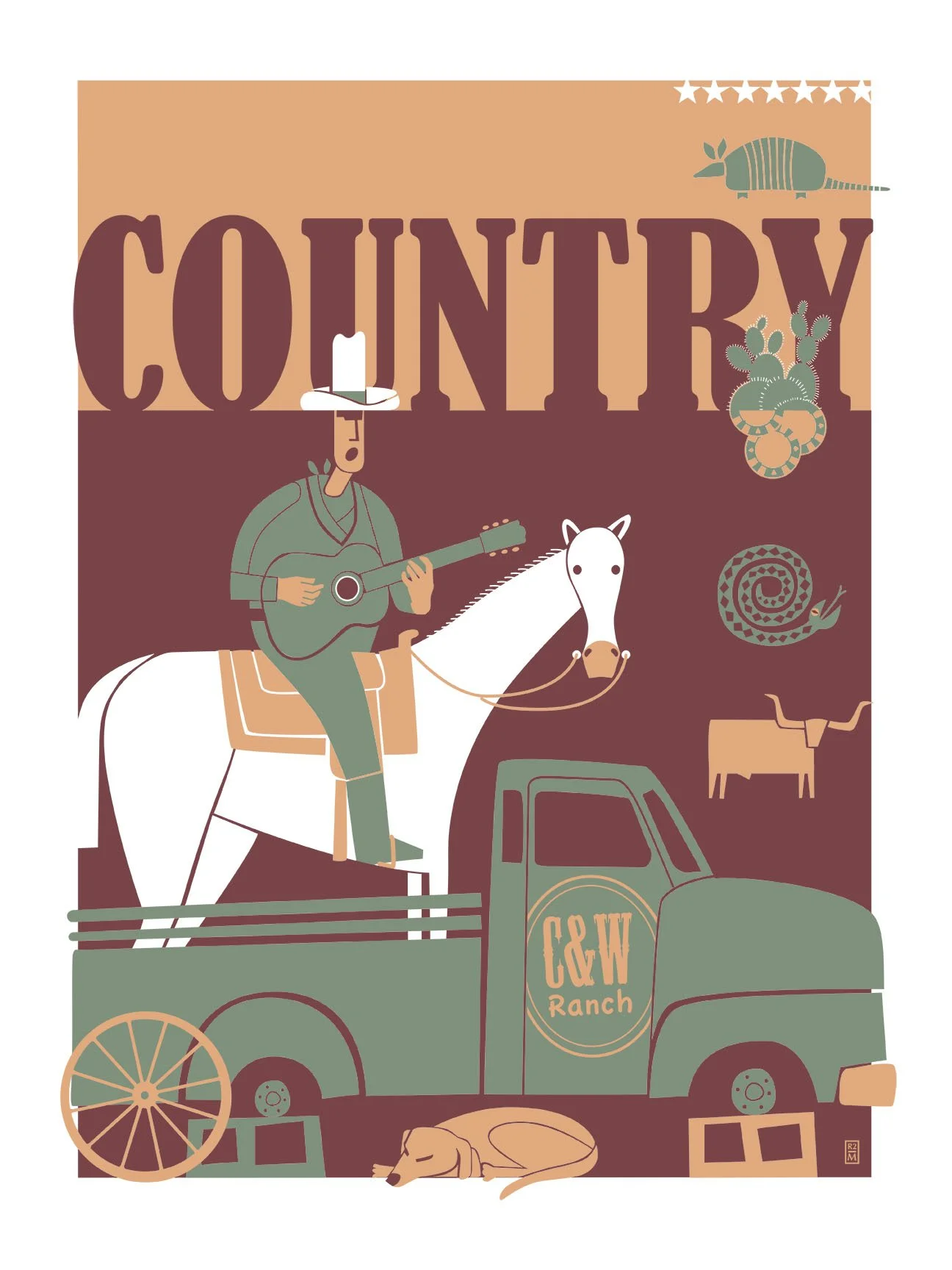 3s. Country /screenprint