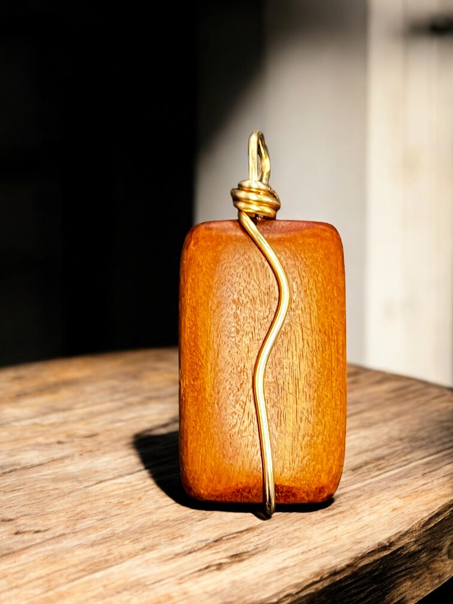 Rectangular wooden focal bead