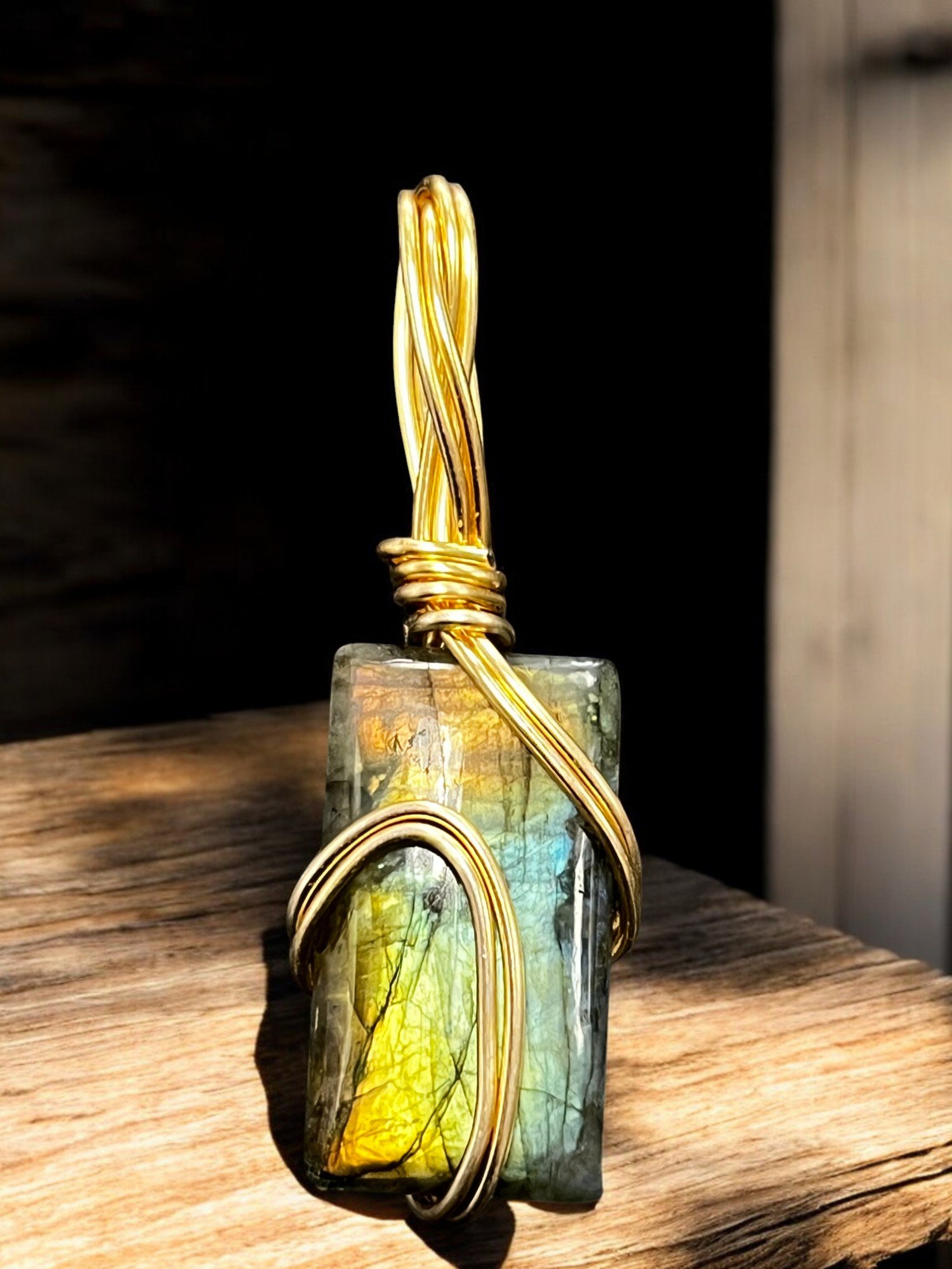 Abstract wrapped rectangular labradorite