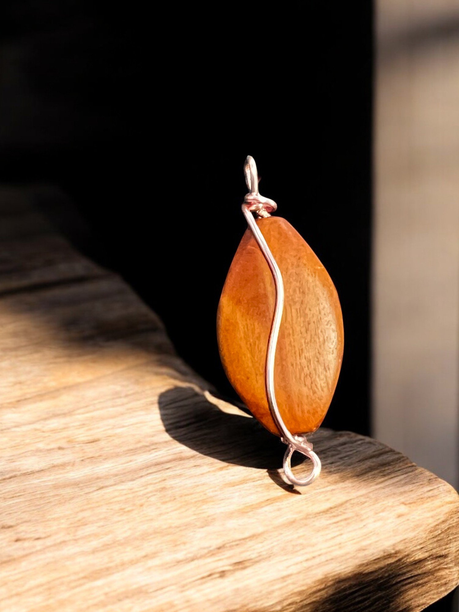 MARQUISE ABSTRACT WOOD BEAD IN ROSE GOLD