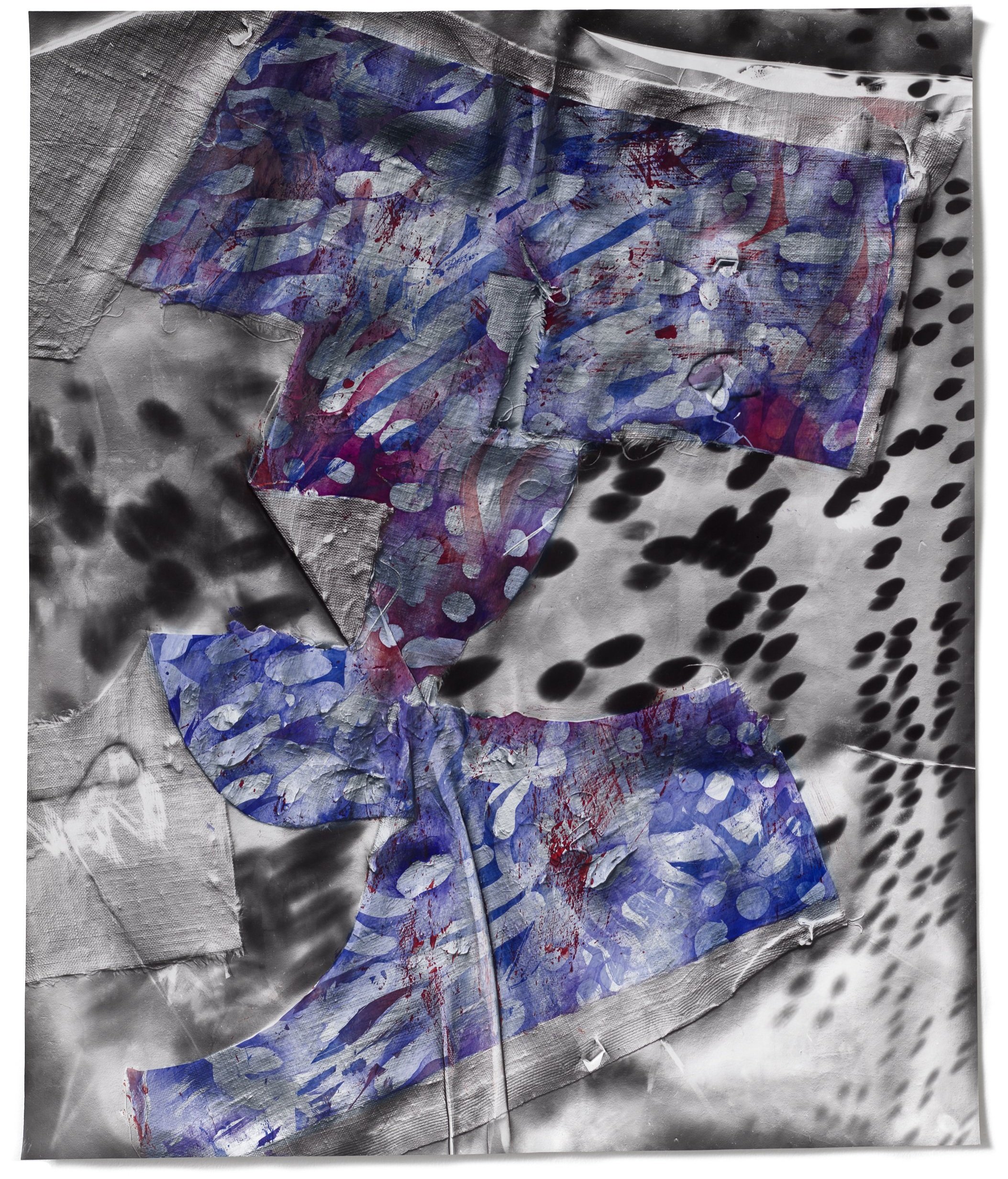   Rainbow Bruise 15,  2021 Photographic relief (embossed silver gelatin photogram, fabric dye) 23 x 19 in 