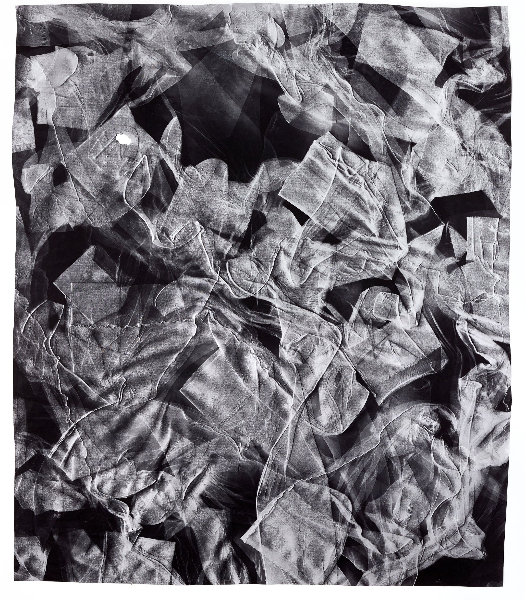   Paint Me Bare 2,  2018 Photographic relief (embossed silver gelatin photogram, selenium toned) Impression of 48 Nylon stockings (United States, 1950s-1960s) 43 x 37 in 