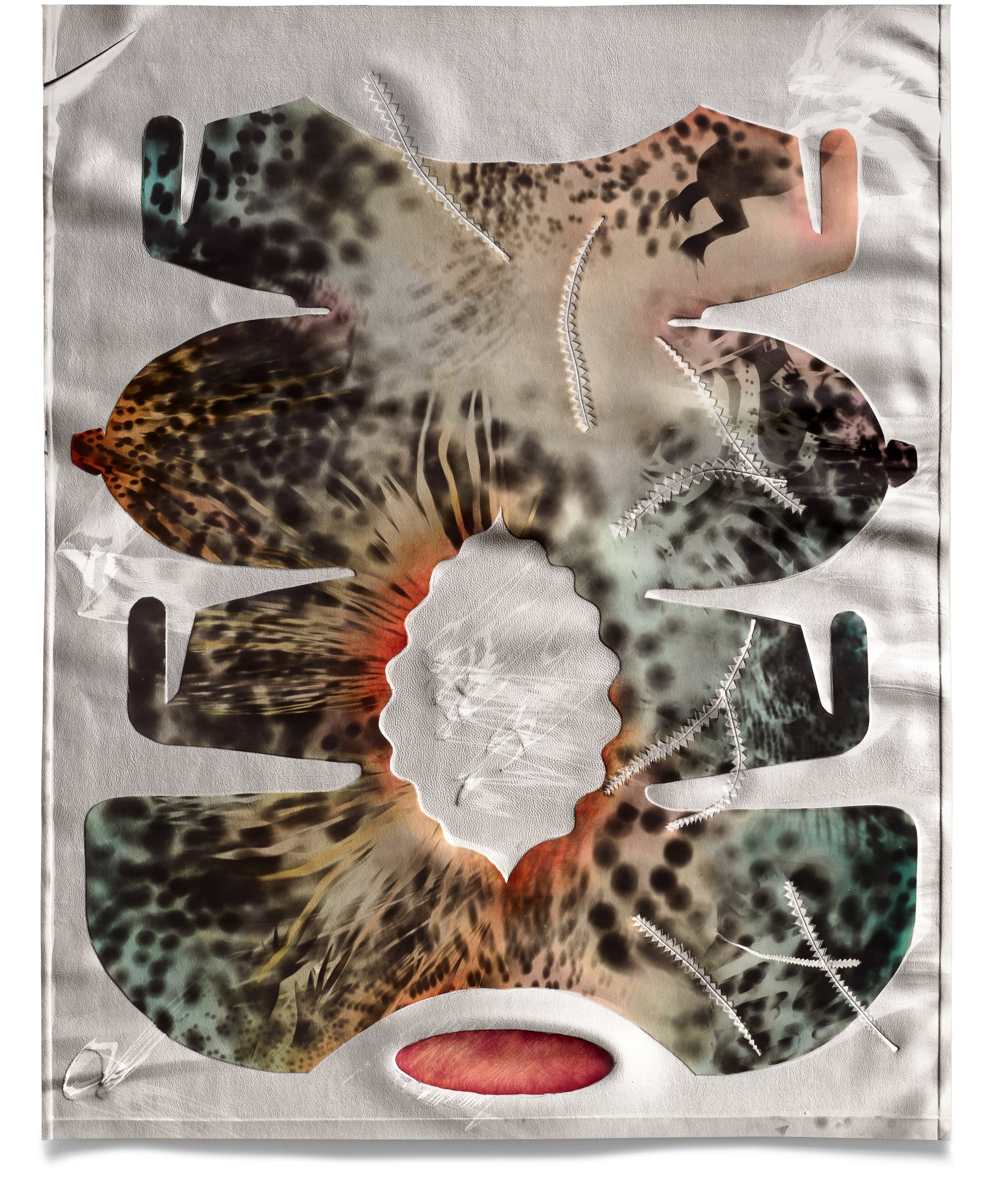   Tiger Lily,  2023 Photographic relief (embossed silver gelatin photogram, fabric dye) 41 x 32 in 