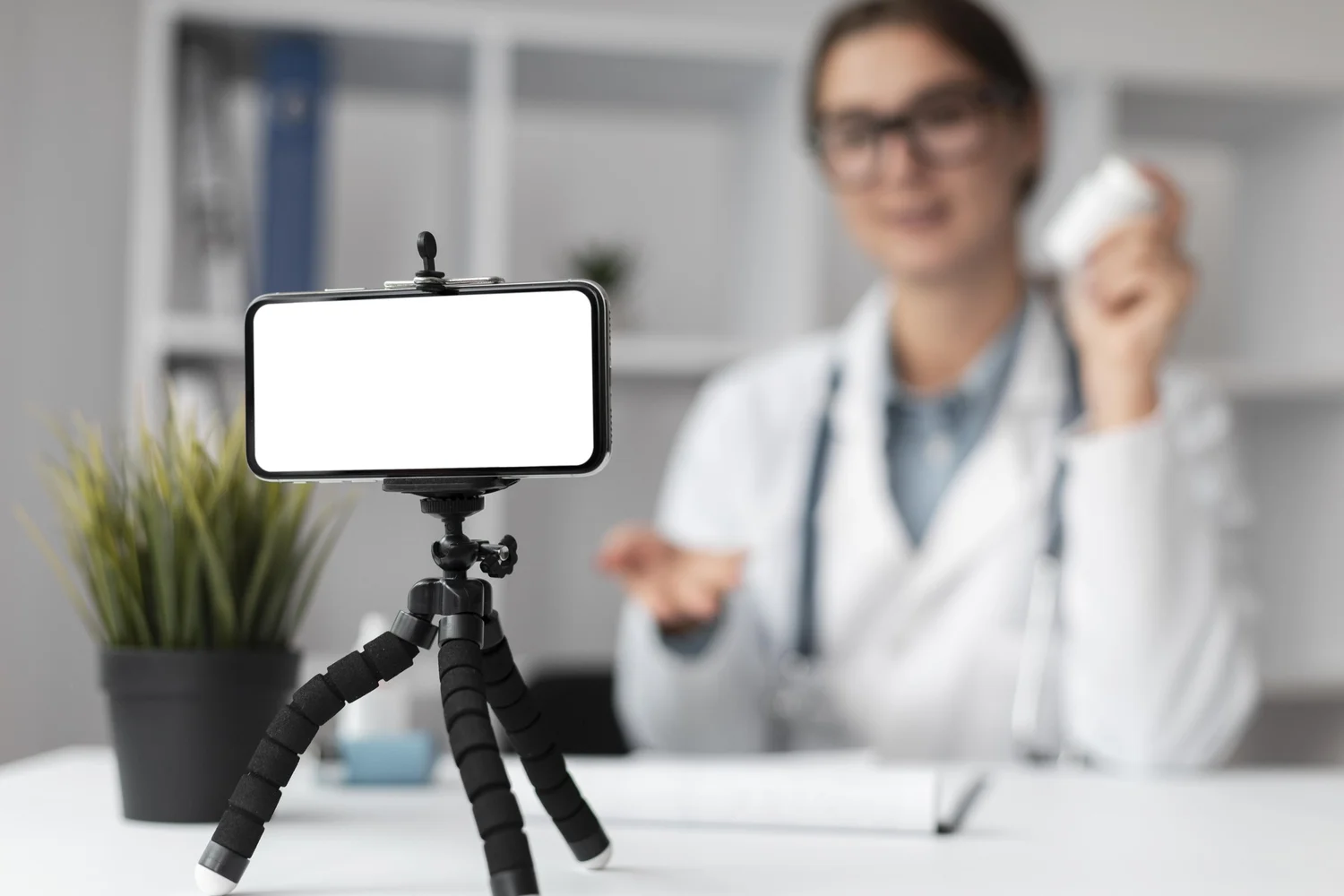 A doctor recording a product video