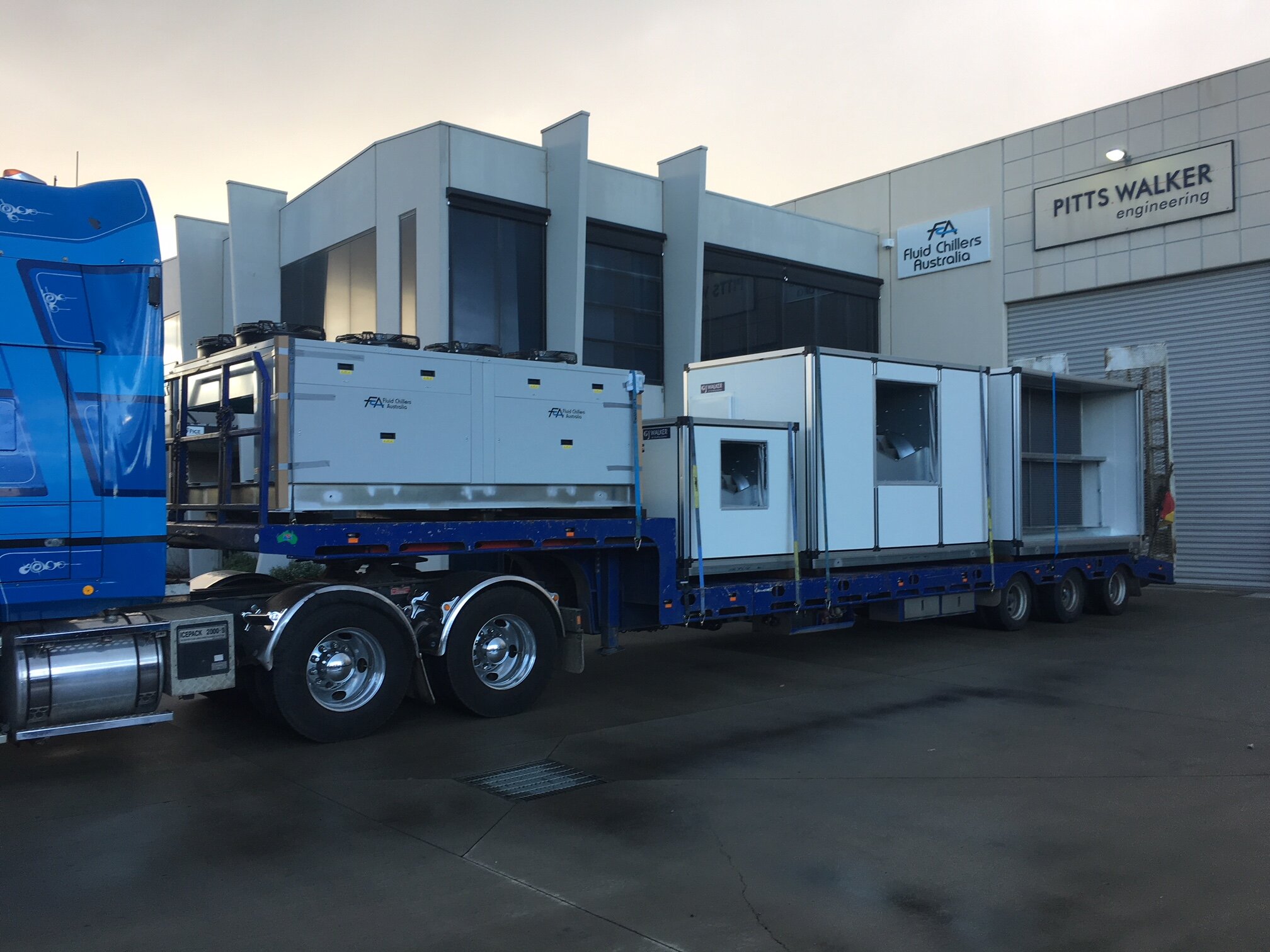 Project:
Food Processing plant chiller 

The Chiller Brief:
This client required a chiller and water source air handling unit to cool down their food processing plant

The Turnkey Solution:
We designed and manufactured the process water chiller &amp;