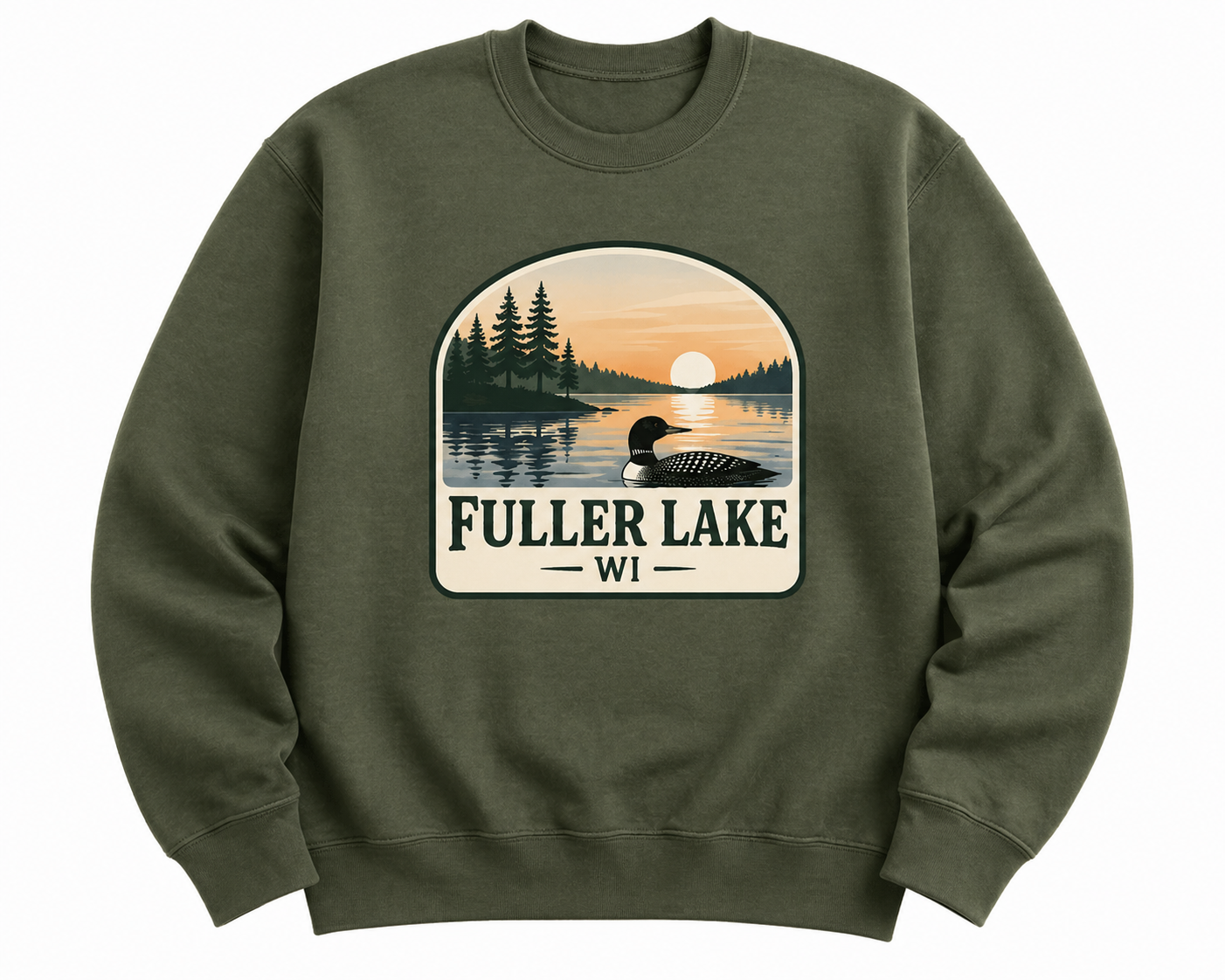 Unisex Army Green Fuller Lake Crew Neck