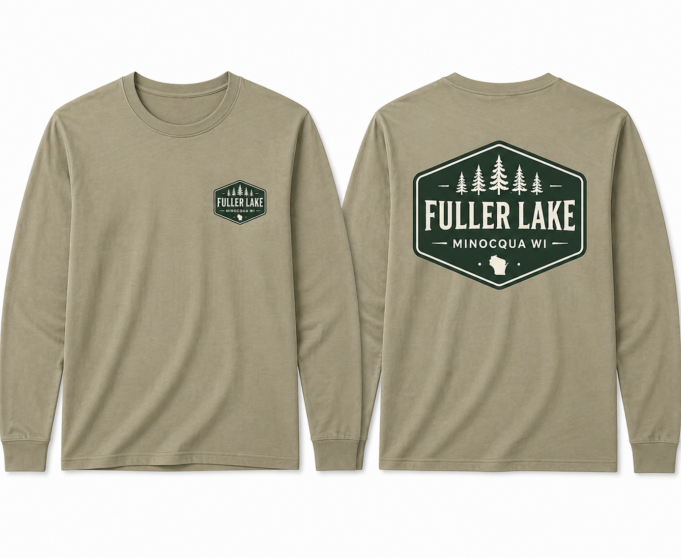 Unisex Sage Green Fuller Lake Long Sleeve Tee-shirt
