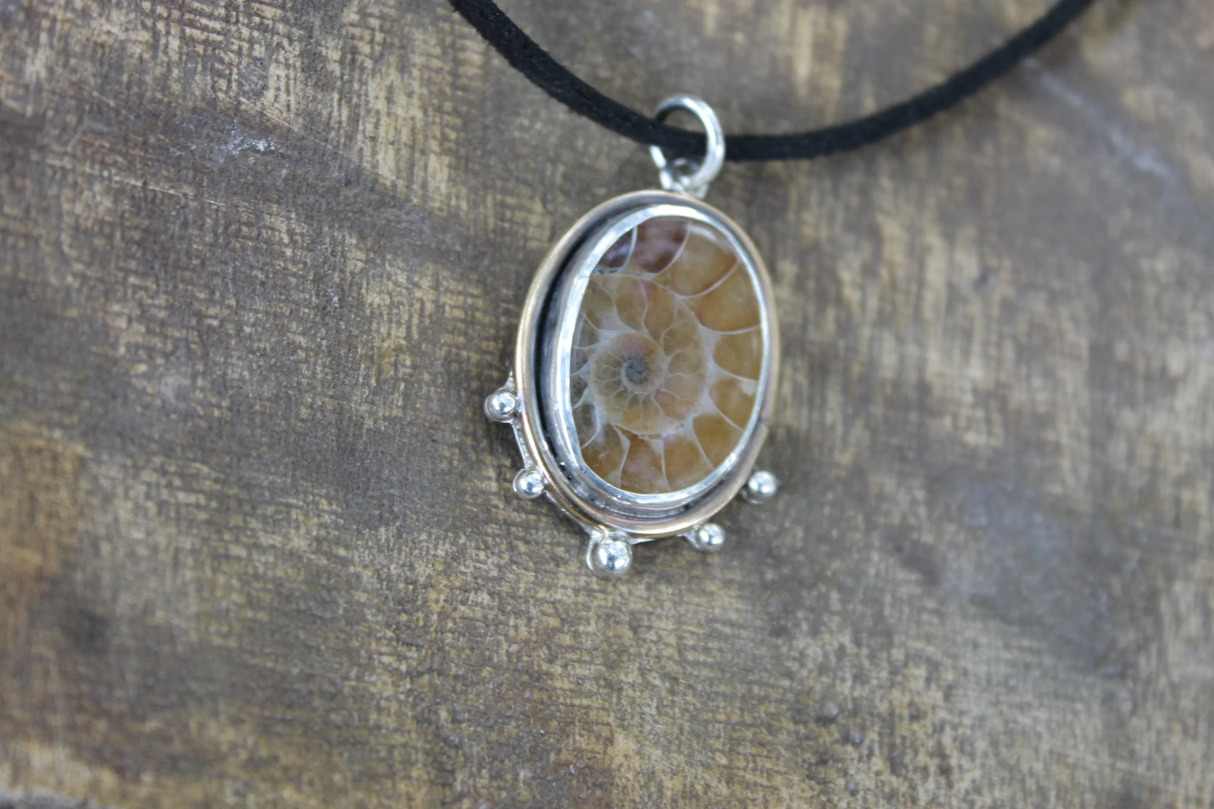 The Path Is A Spiral Ammonite Pendant 2