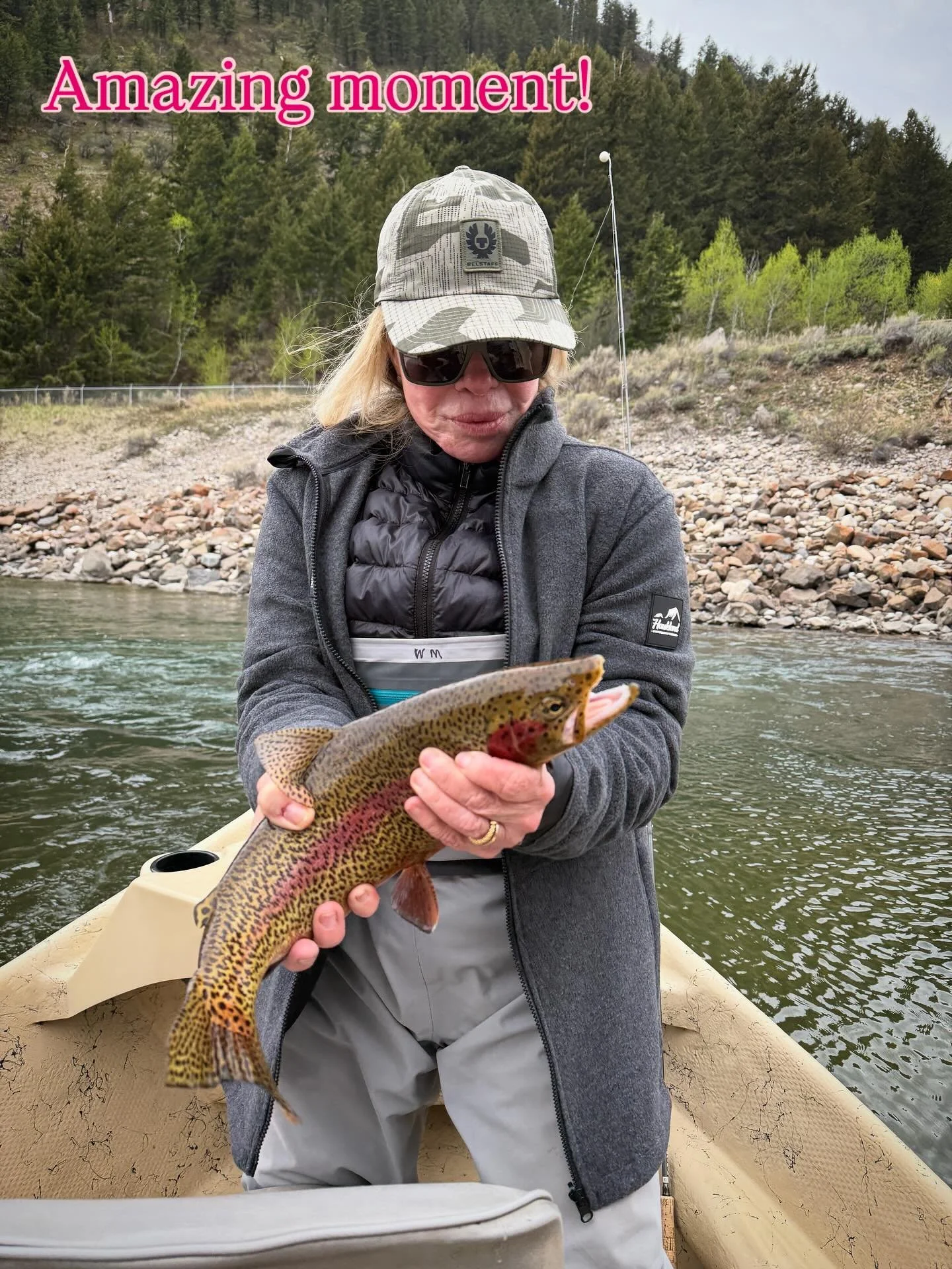 #love fly fishing! magical moment on the snake river, Idaho. Although I have been fly fishing in my mind for so many years, this was my first REAL fly fishing experience. It was freezing cold that morning and this rainbow trout was my first catch of 