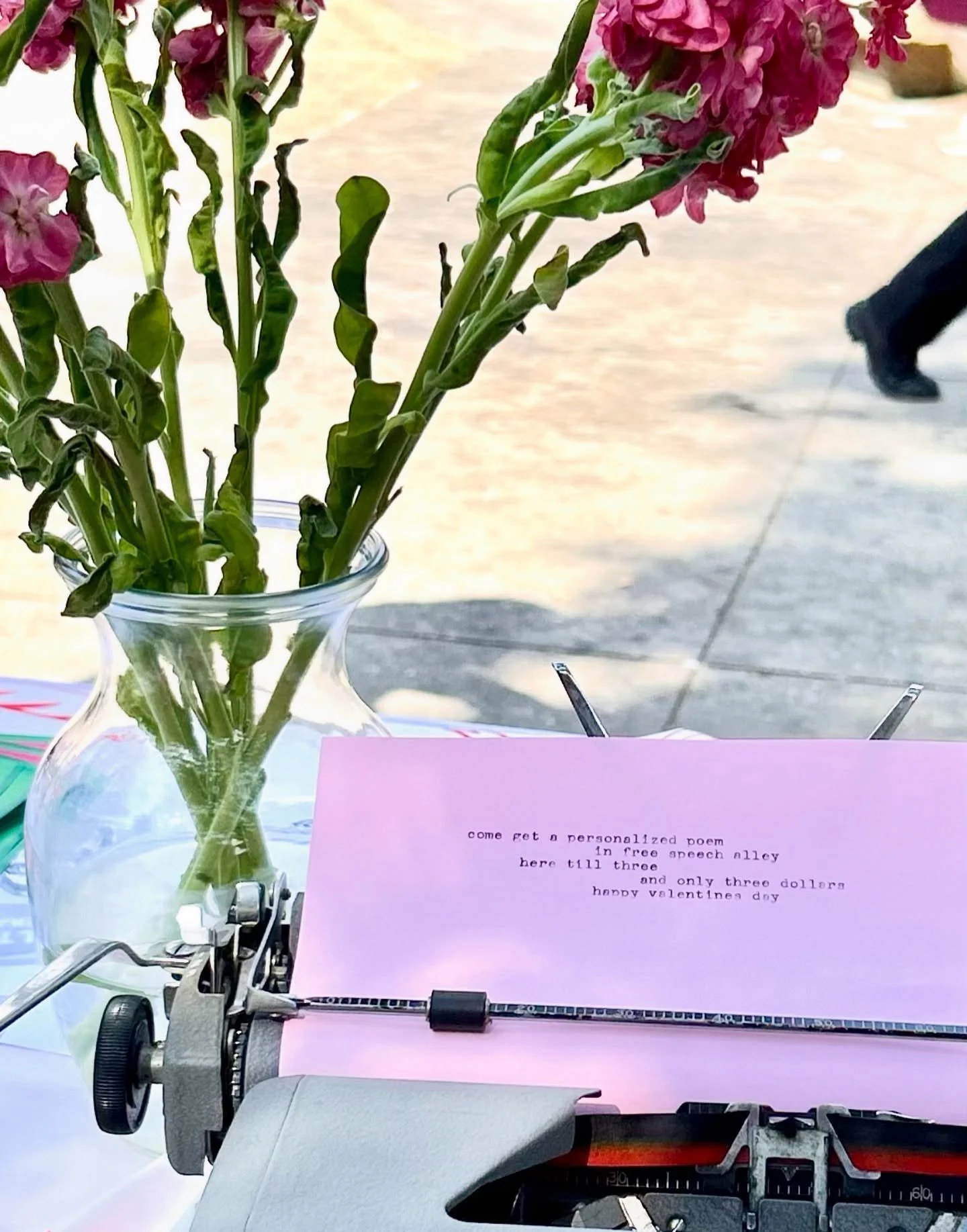 TODAY! Come get a typewritten-cute-and-corny poem for someone you love.