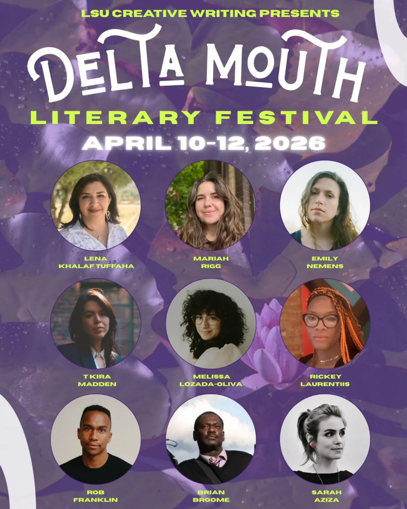 Just in case y&rsquo;all didn&rsquo;t already know&hellip; we have NINE incredible writers joining us for a weekend of readings, panels, crawfish, and good times at the 2026 Delta Mouth Literary Festival! 

From LSU&rsquo;s campus to Mid City bars an
