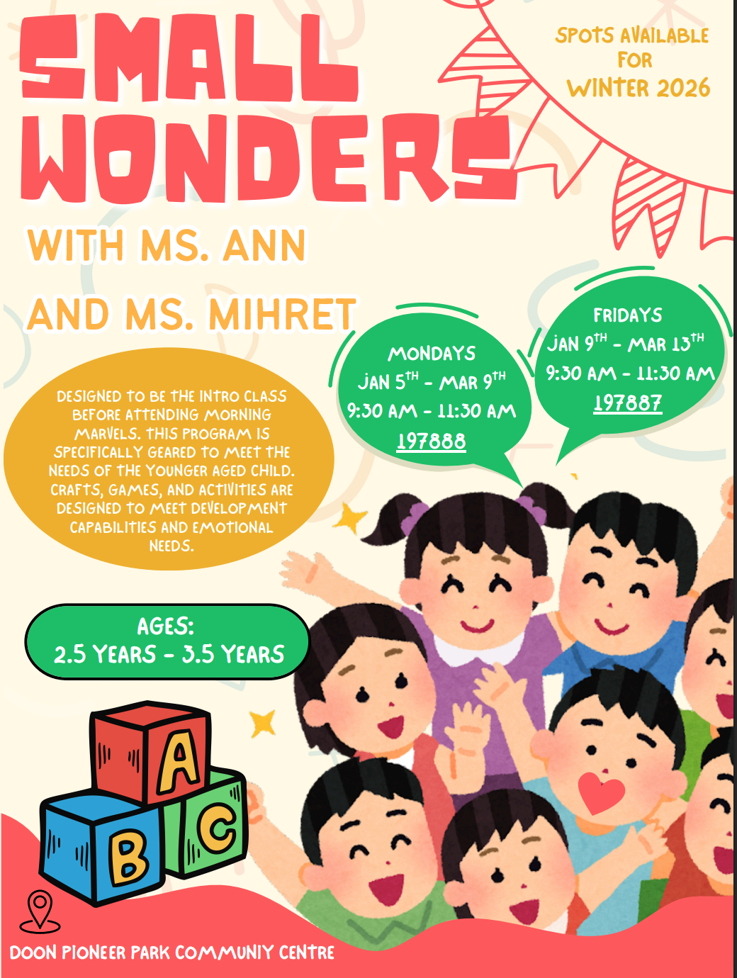 Small Wonders - Spots Available for Winter 20206