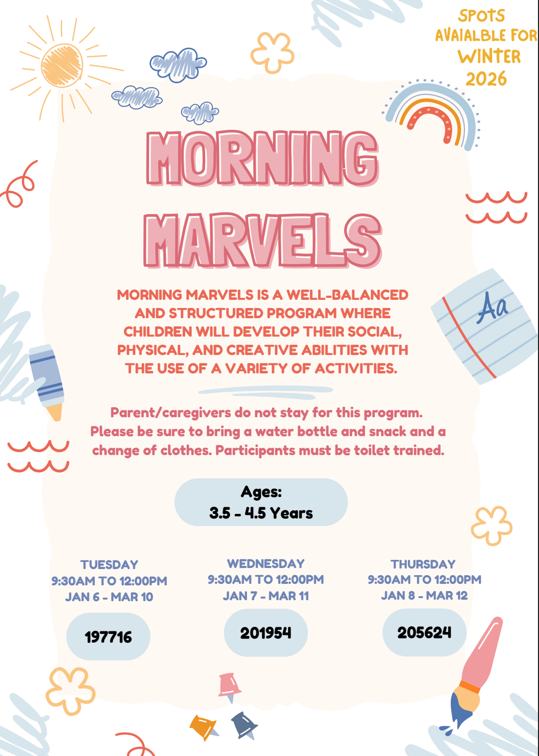 Morning Marvels - Spots Available for Winter 2026