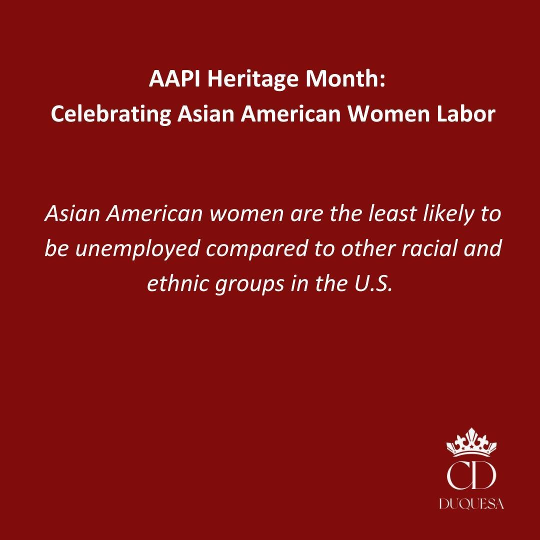 πΊ AAPI Heritage Month Spotlight: Asian American women break barriers! They are the least likely to be unemployed compared to other racial and ethnic groups in the U.S. Let's celebrate their resilience and dedication in the workforce! π #AsianAmeric