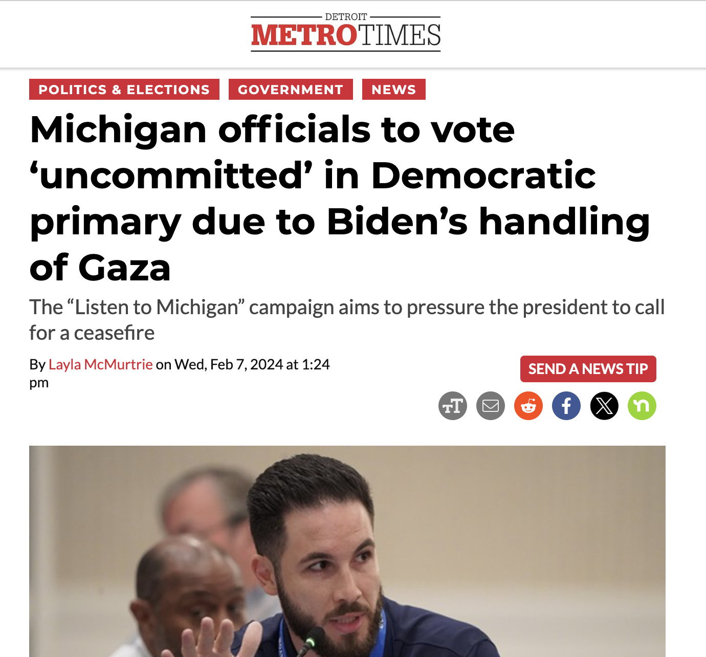 Metro Times: Michigan officials to vote ‘uncommitted’ in Democratic primary due to Biden’s handling of Gaza