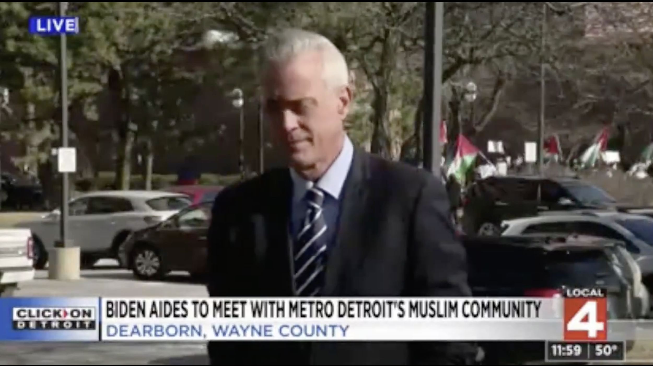 Click on Detroit: Anti-war, pro-ceasefire protests outside Biden administration meeting with leaders in Dearborn, Michigan